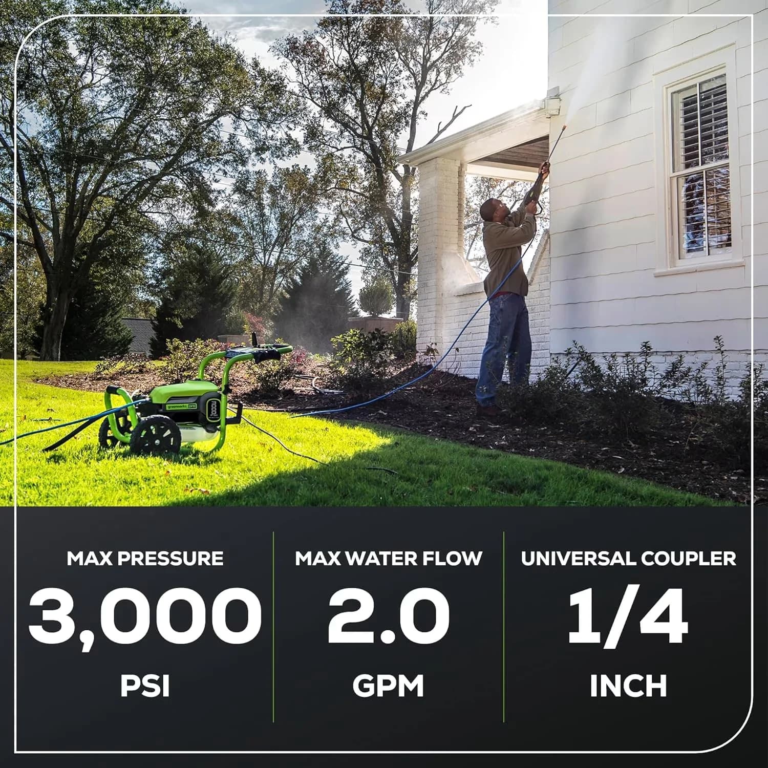 Reliable Pressure Washer with Quick Connect Tips, Adjustable Wand, Chemical / Detergent Injection - Model E72819