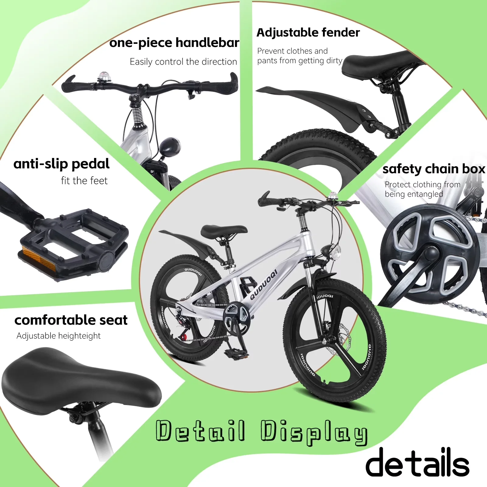 Mountain Bike Compact with LED, Adjustable Seat Height, Adjustable Speed - Silver Model 816E26