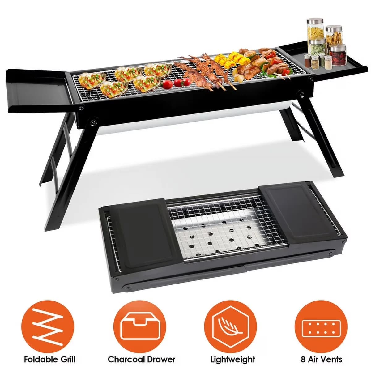 Flat Top Grill Modern - Black Iron Portable - Premium Collection Model 500BEB