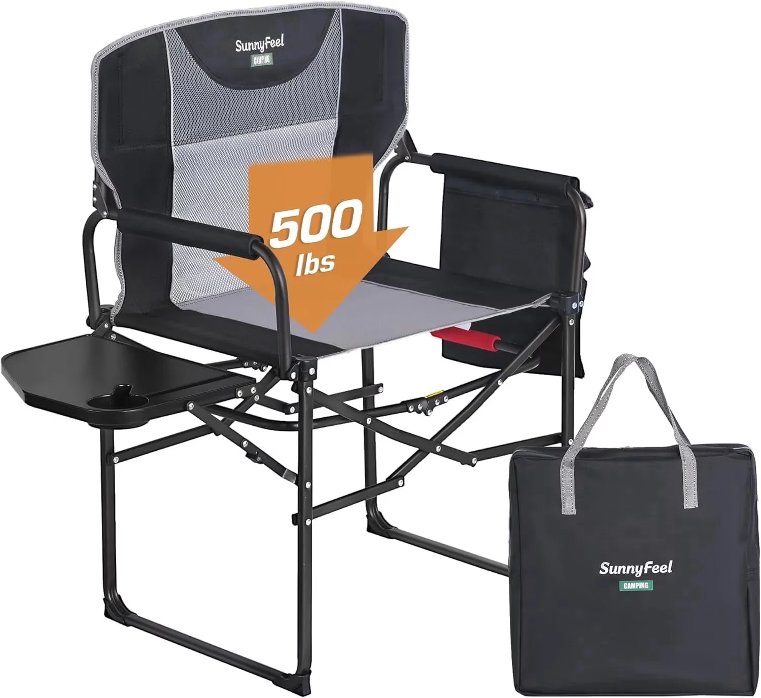 Beach Chair Quality with Waterproof, Folding, Side Table - Black Oversized Model C7A27C