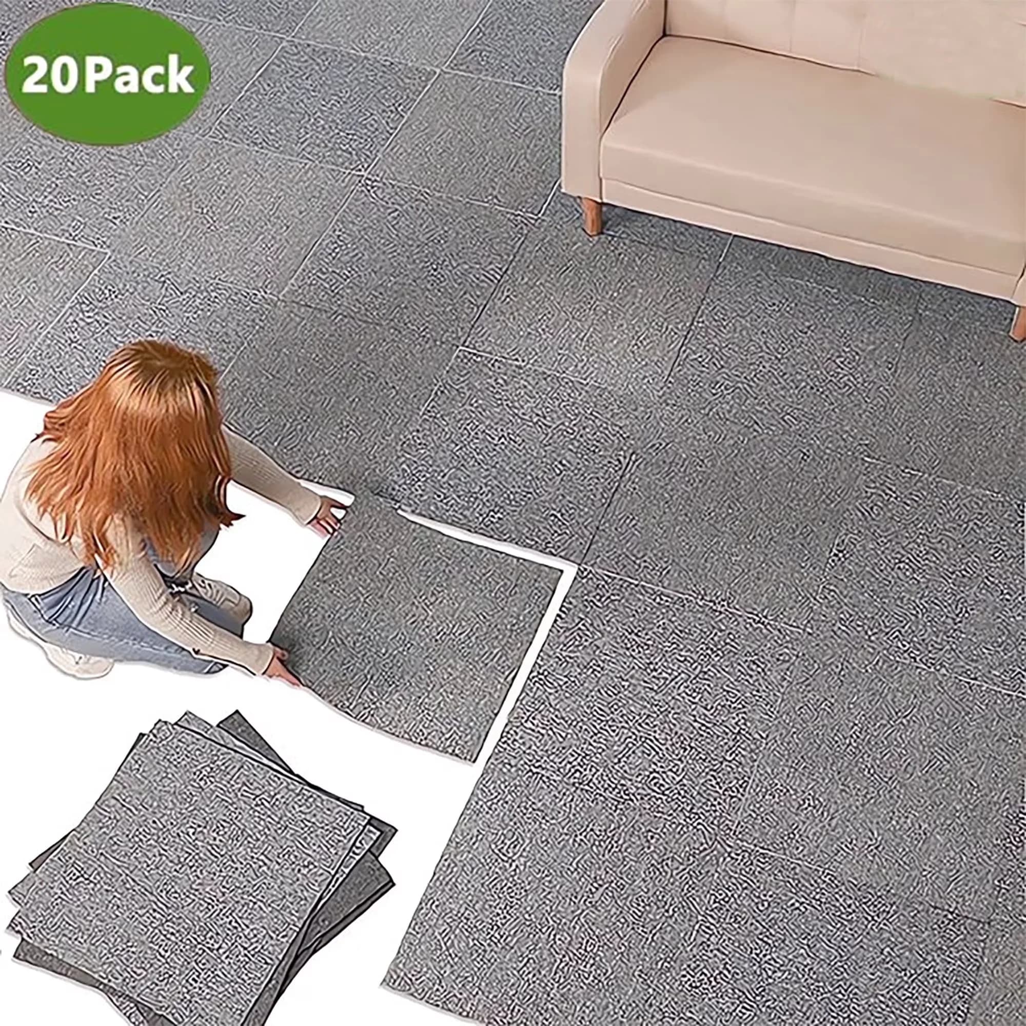 Innovative Grey Vinyl Flooring Vinyl Plank Flooring with Fade Resistant, Fire-Resistant, Sustainable Material - Gray 20" x 20" Model 6A62B7