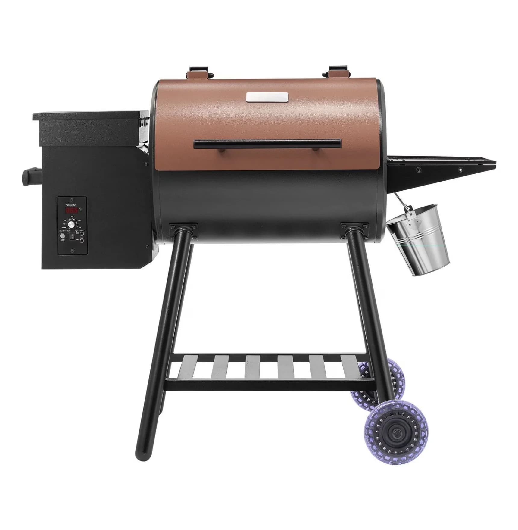 Premium Smoker with Digital Temperature Control, 8-in-1 BBQ Grill, Wood Pellet Grill - Black Carbon Steel Model 001E8B