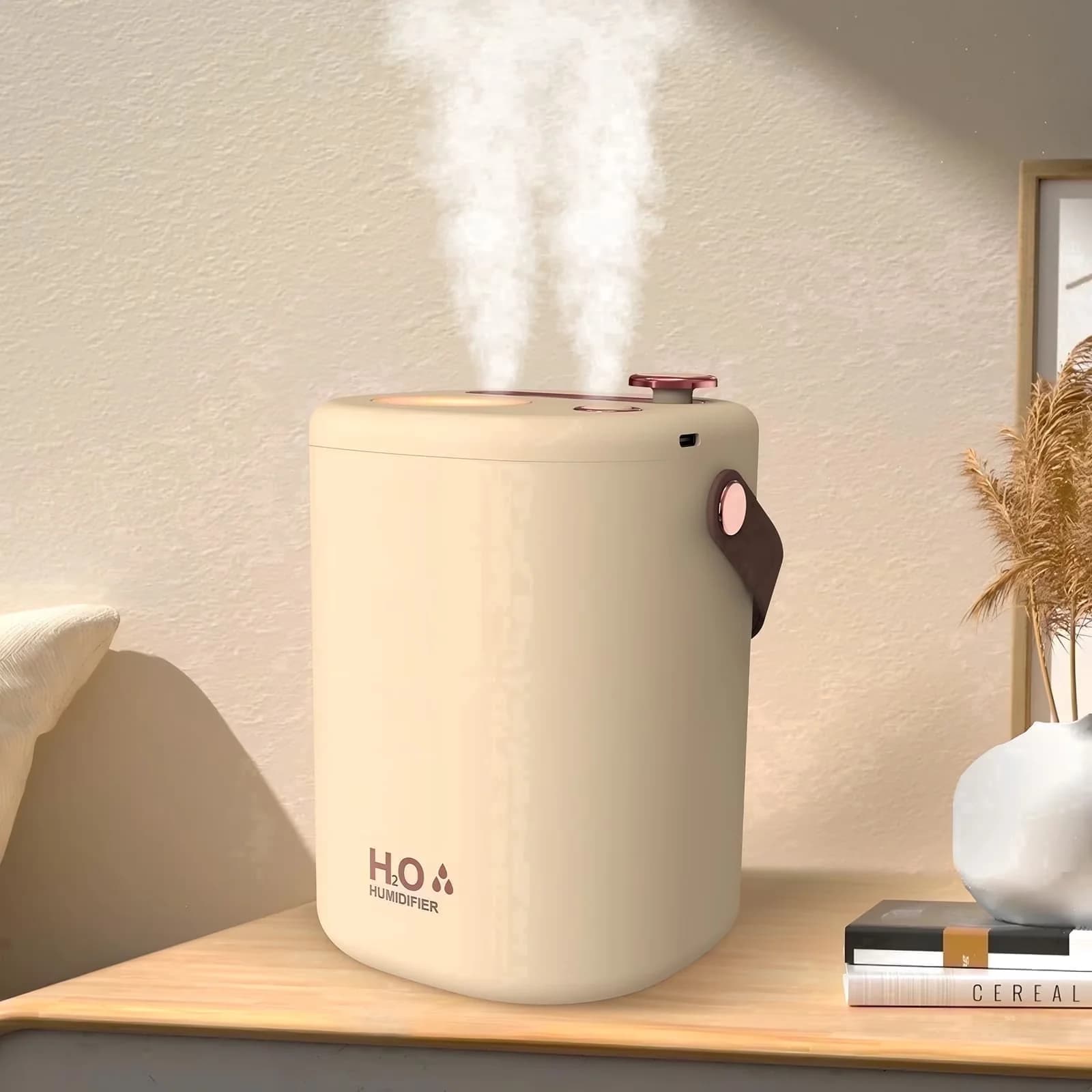 Professional Humidifier with Battery, Adjustable Humidistat, Purifies Air - White Model 1E510E