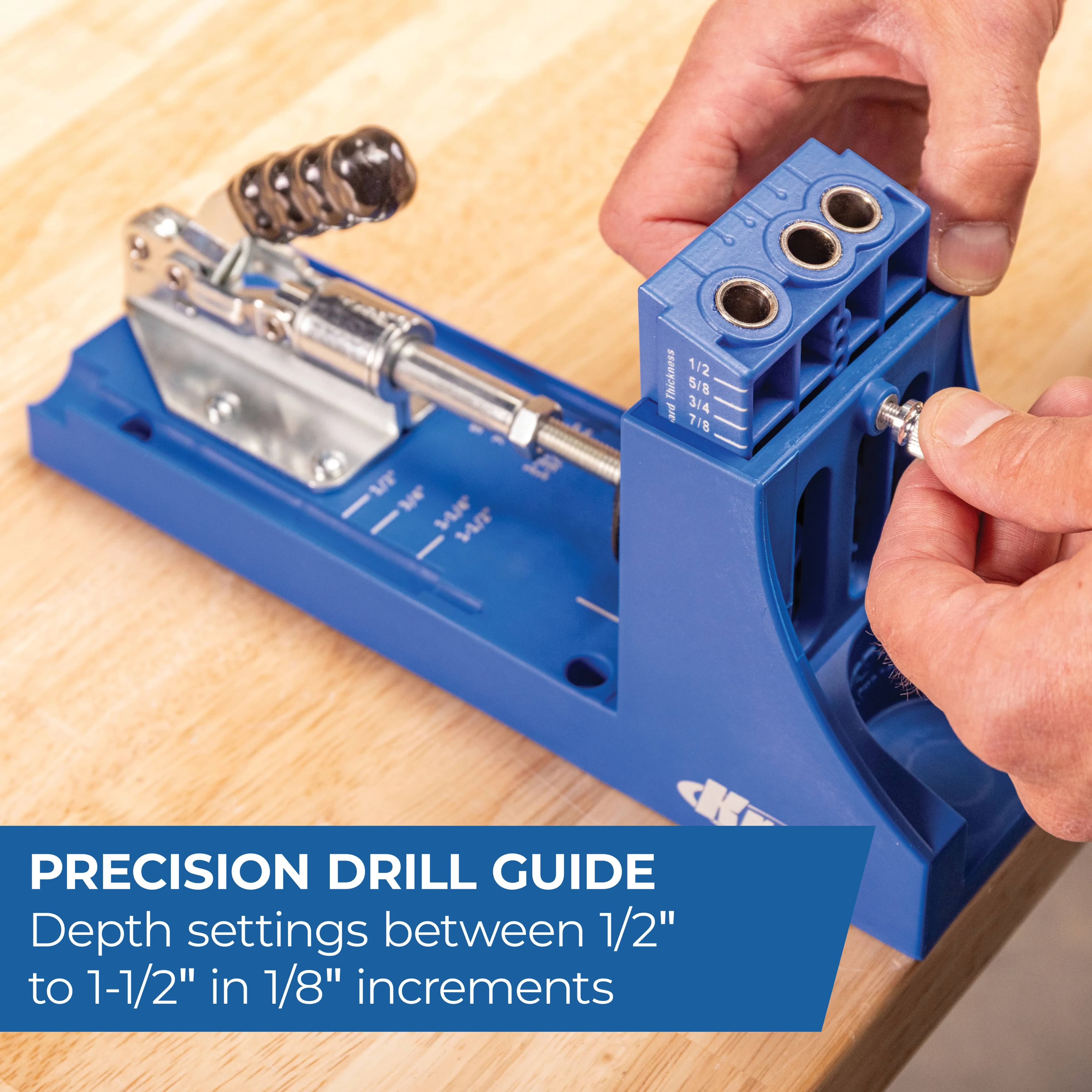 Versatile Woodworking with Adjustable, K4 Pocket Hole Jig, Versatile Jig - EA Model D316A2