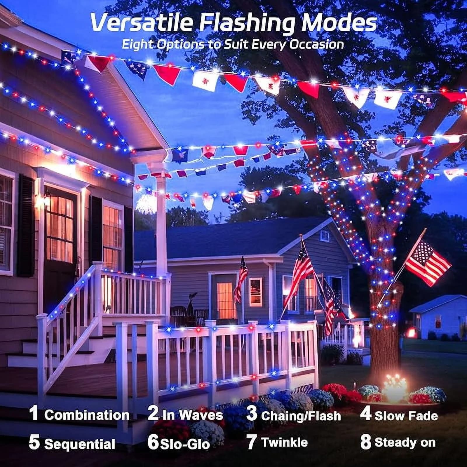 Stylish Novelty Light with LED, Solar, Red White and Blue Solar Fairy Lights - Multicolor Model F4EBFC