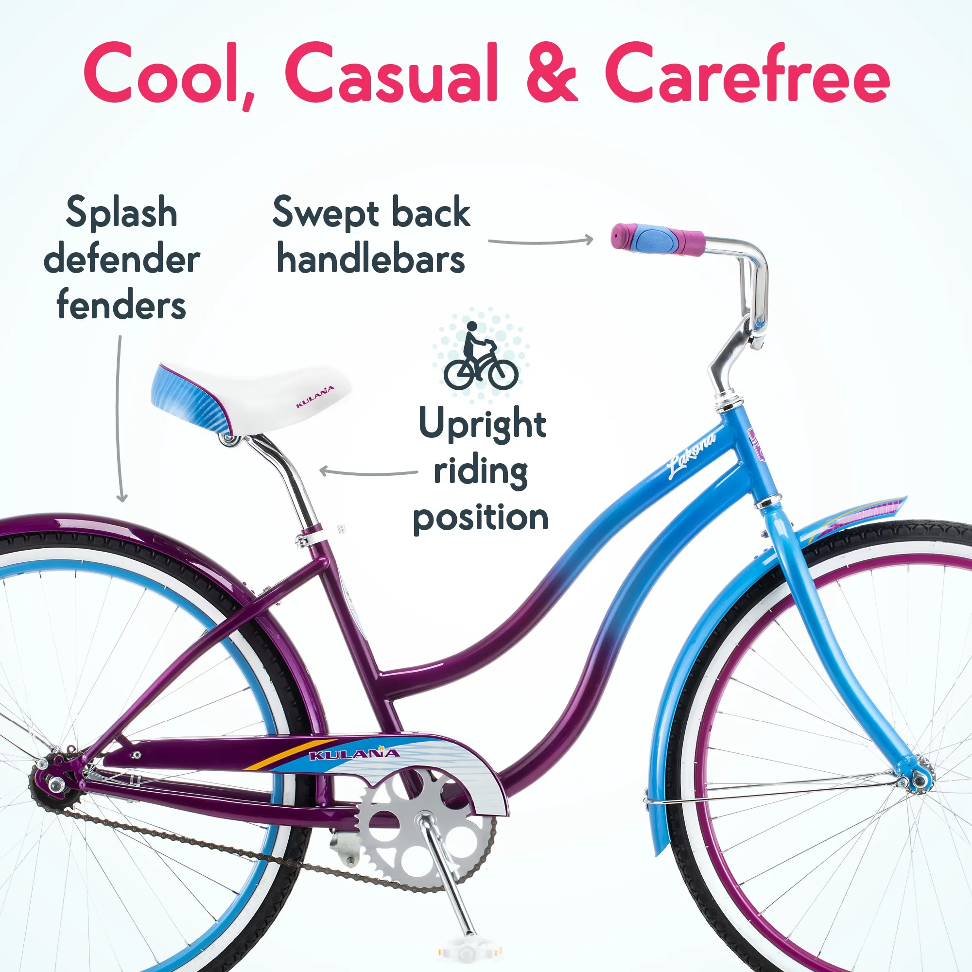 Premium Cruiser Bike with Adjustable Seat Height, 26-Inch Wheel - Blue Model E667E8