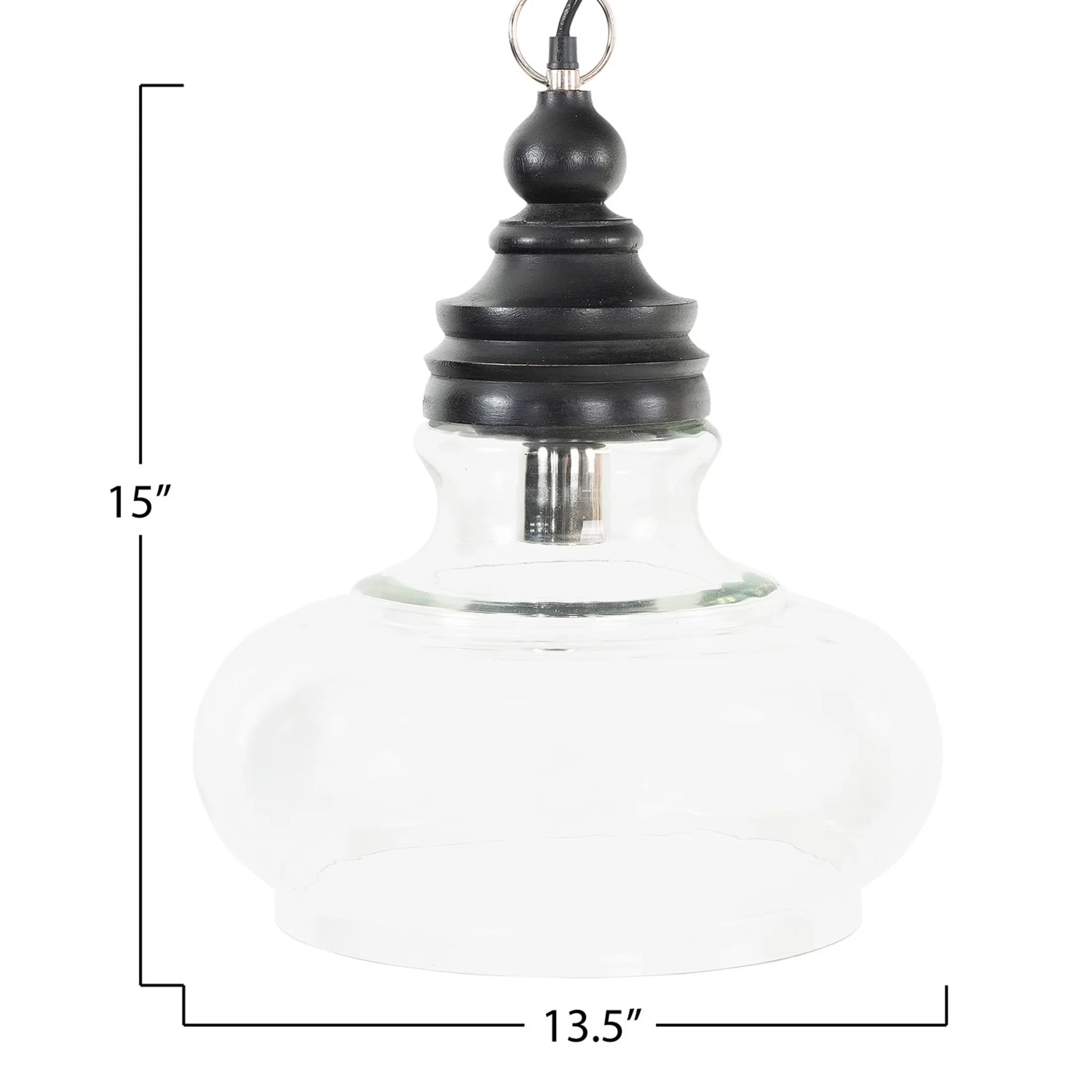 Ceiling Lights Fixture Durable with Incandescent, Bohemian - Black Wood, Glass Model 25C716