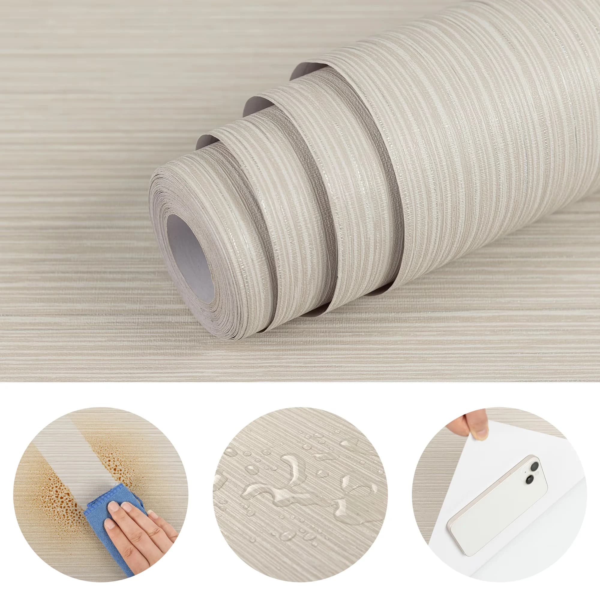 Essential Wallpaper Wall Decals Wall Covering with Removable, Durable - Vinyl Silver Model 467AEB