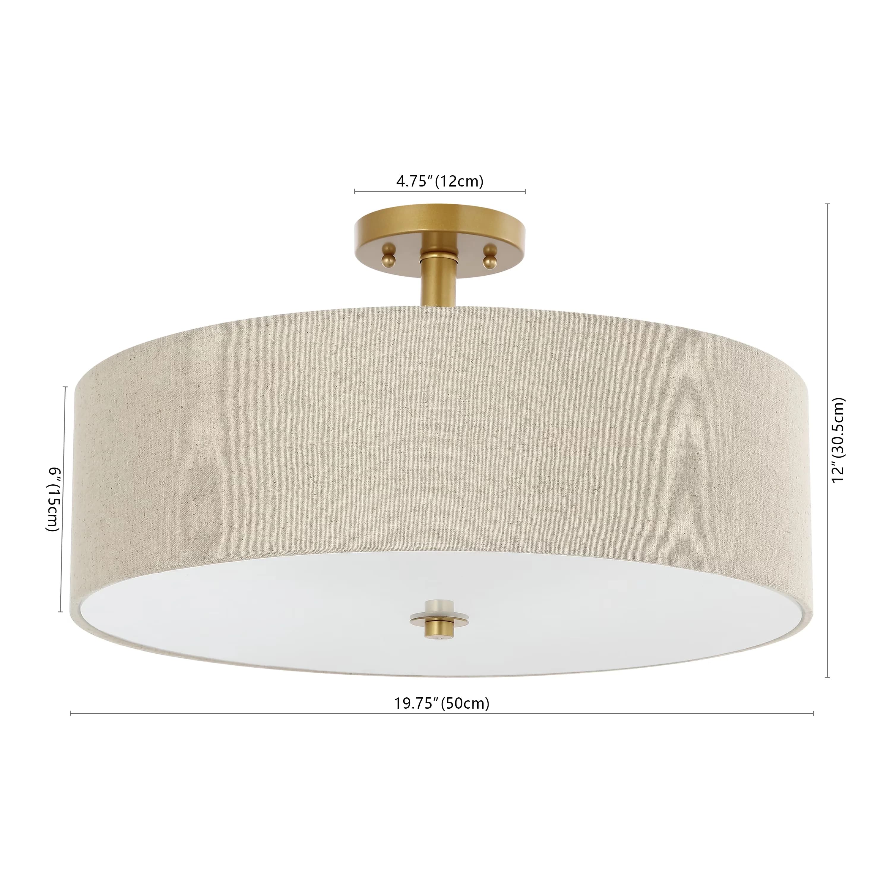 Ceiling Lights Fixture Professional with LED, Modern - Gold Iron/Fabric Shade Model 4C81C7