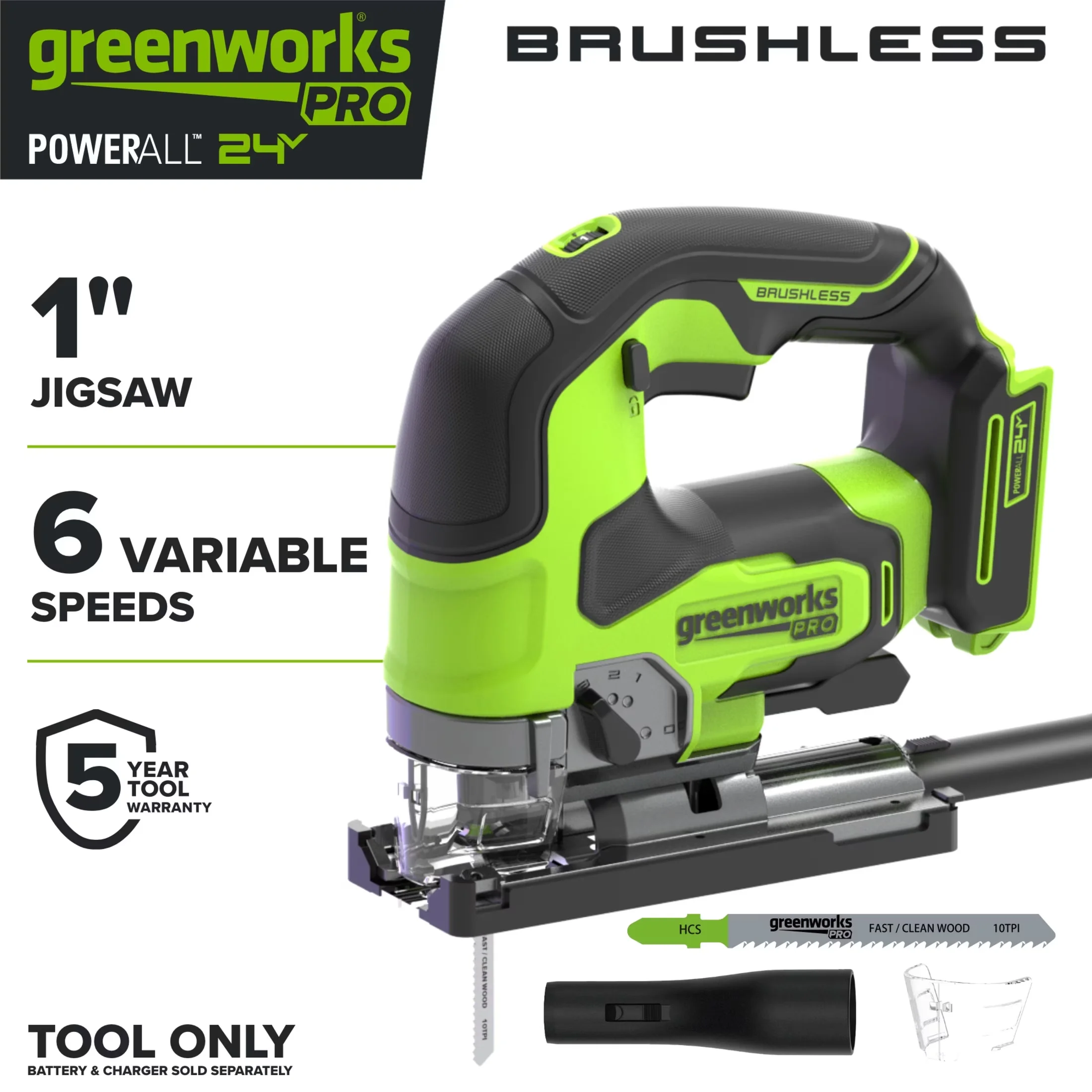 Professional Power Saw with 24V, Tool Only - Green - Contemporary Style Model 8F2AB5