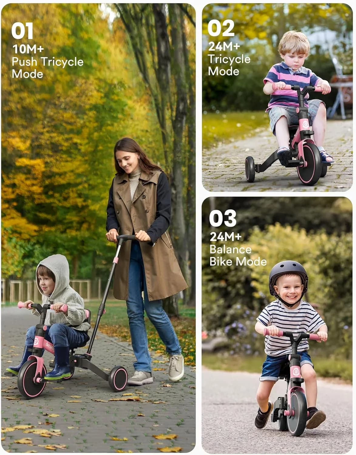 Modern Kids Bike with Adjustable Seat, Toddler Tricycle - Pink 1-3 - Satisfaction Guaranteed Model A15AA3