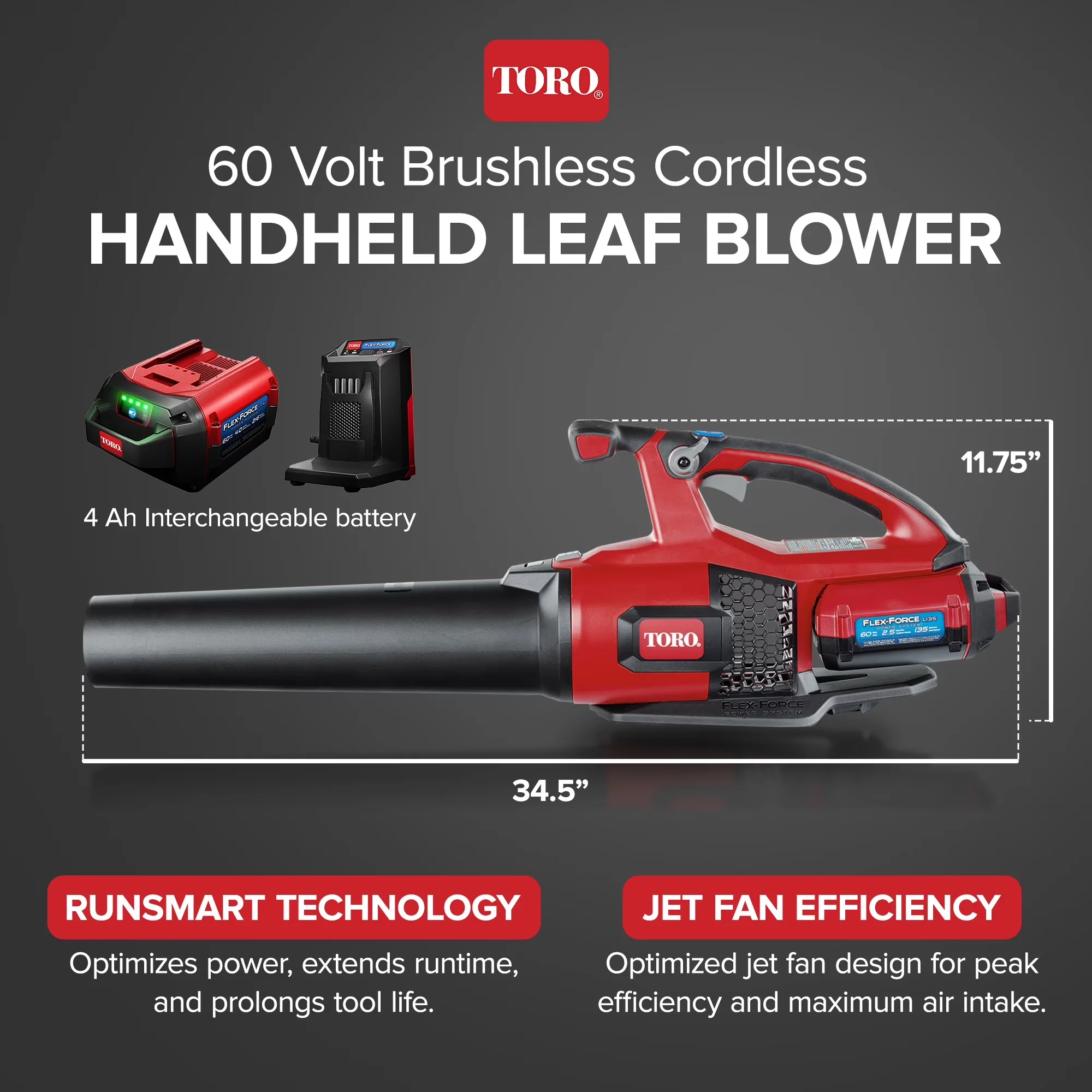 Versatile Leaf Blower with Battery, Motor type: Brushless DC - 60 - Built to Last Model 35974F