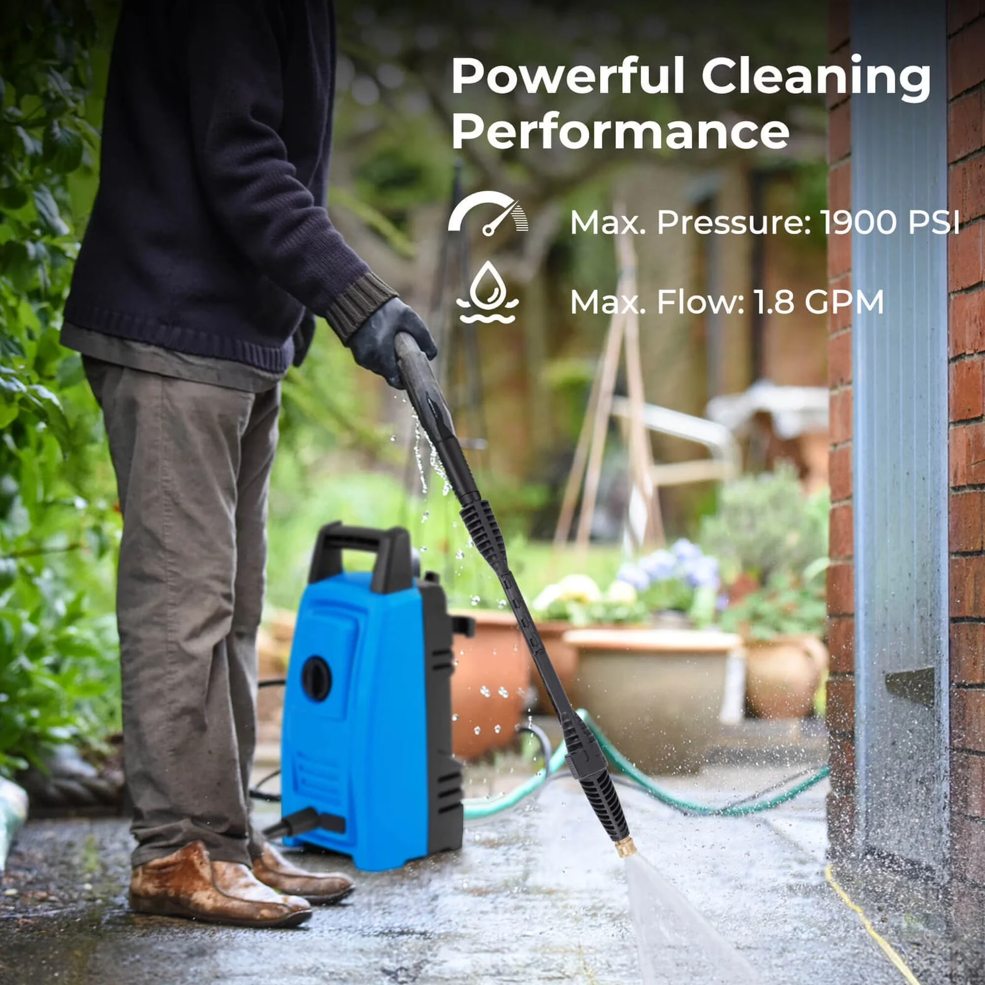 Innovative Pressure Washer with Quick Connect Tips, Ironmax Electric - Space-Saving Design Model D1DF2D