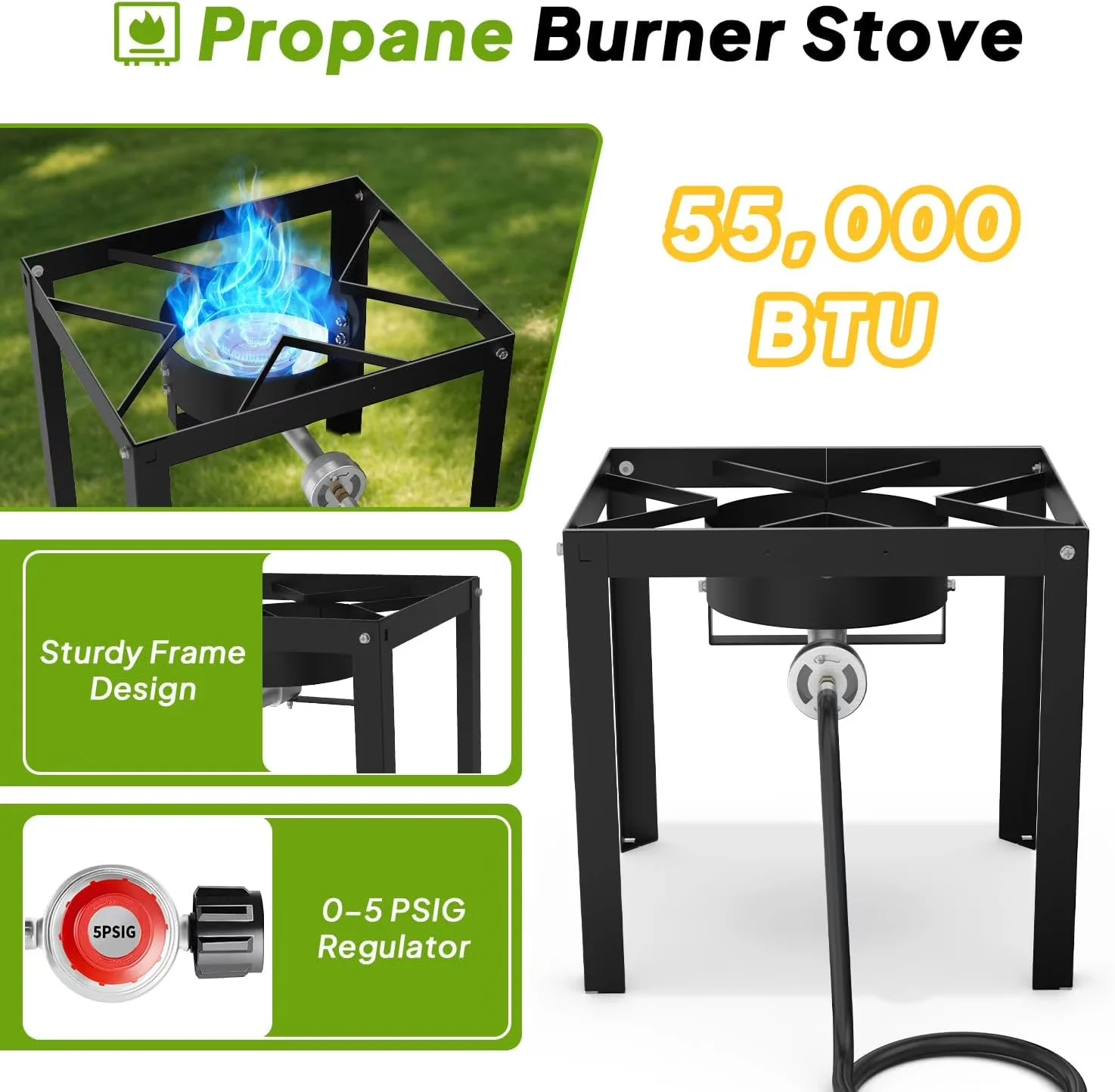 Outdoor Fryer Reliable with 58000 BTU, Heat Resistant Handle, Ideal - Aluminum, Stainless Steel for Outdoor Model 0B7BCD