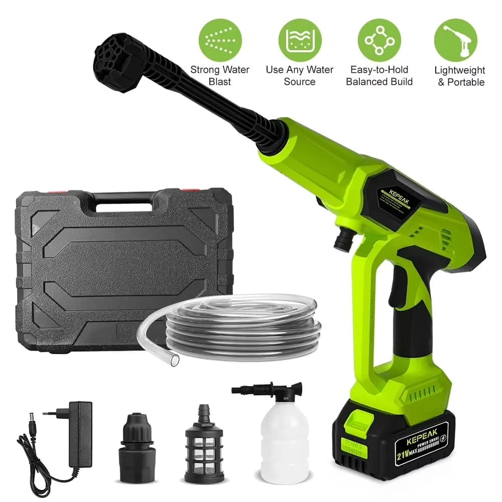 Stylish Pressure Washer with Battery, 21V, Quick Connect Tips - Universal Fit Model C1D7D3