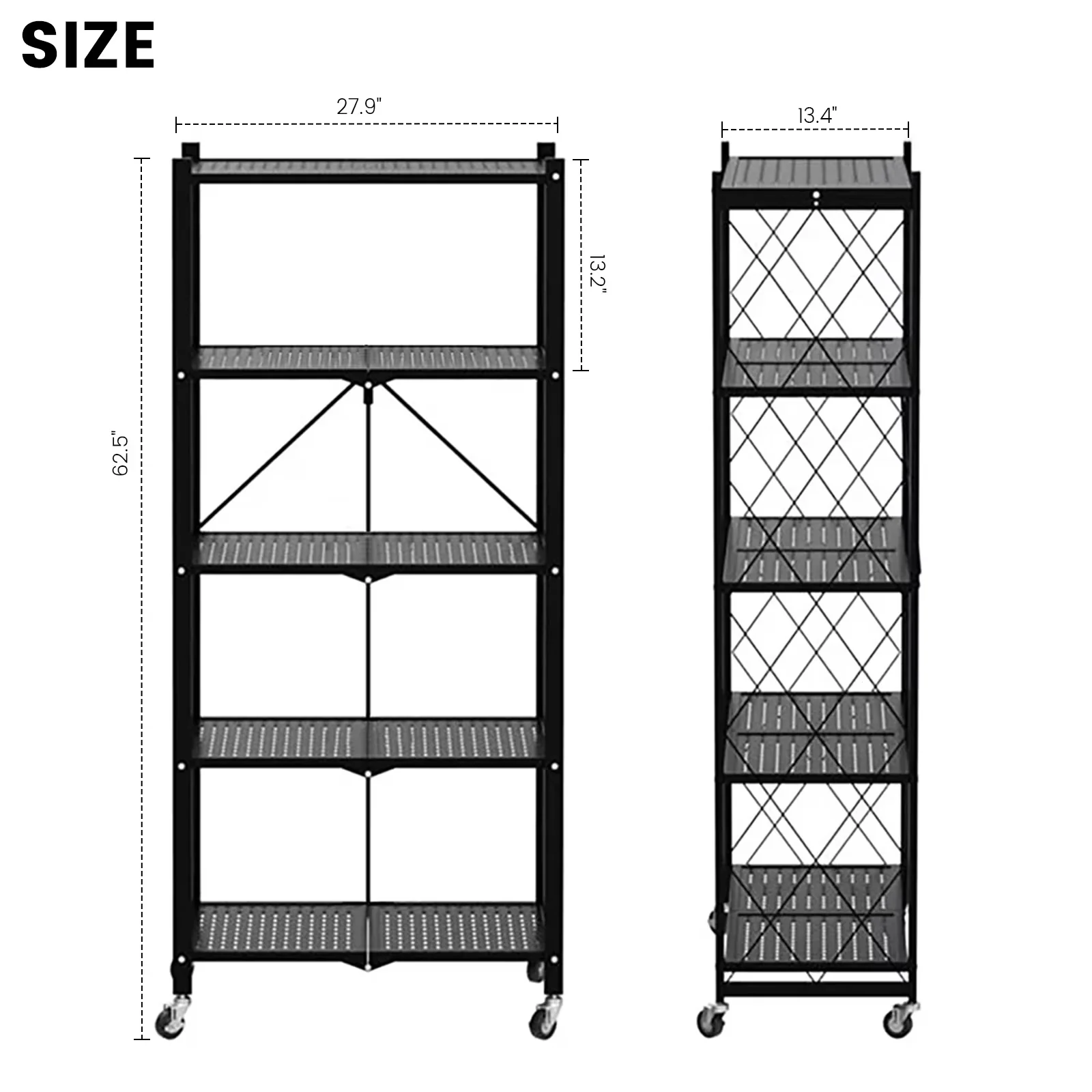 Efficient Garage Storage Supply with Rolling, Modern, Lockable Wheels - Carbon Steel Black Model ED883D