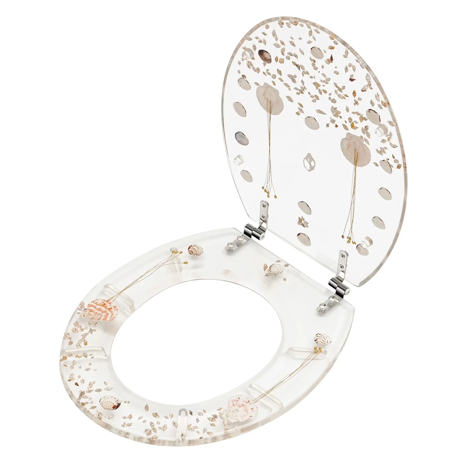 Reliable Toilet Seats And Lid with Easy To Install, Easy To Clean - Resin, Stainless Steel White Model E6F9C4