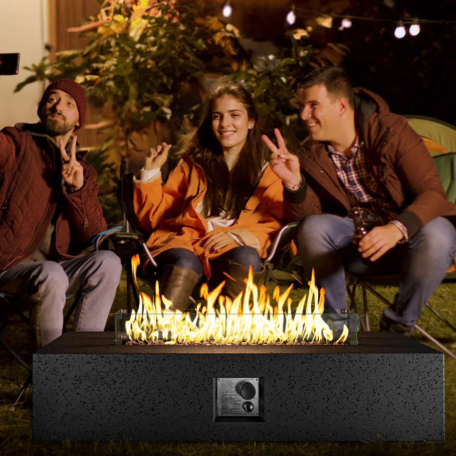 Classic Outdoor Heating with Weatherproof, Adjustable Flame, Smokeless - Magnesium Oxide (Mgo), Concrete Black Model F526E3