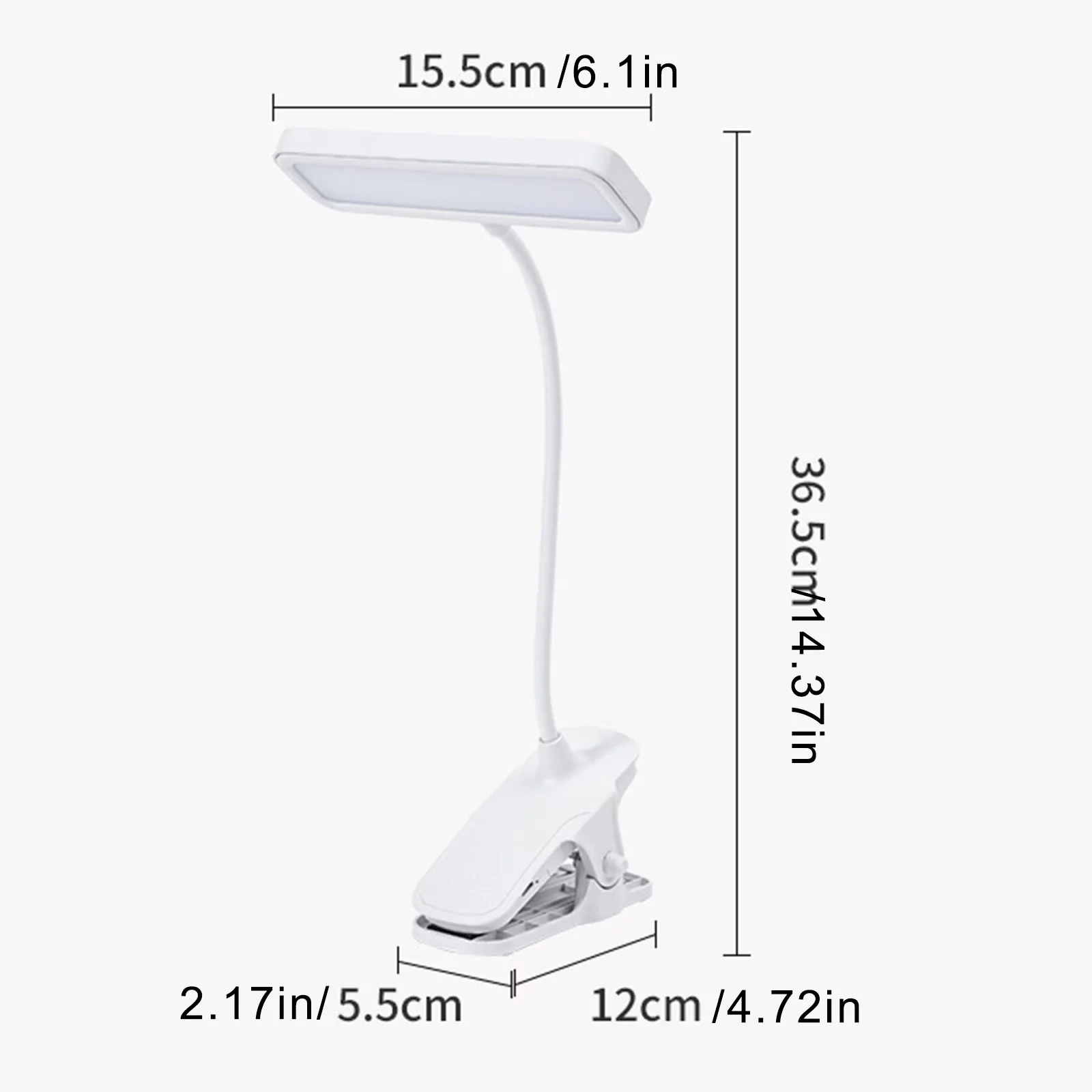Stylish Desk Lamp with LED, Battery, Clamp - Black Plastic - Durable Build Model FFD855