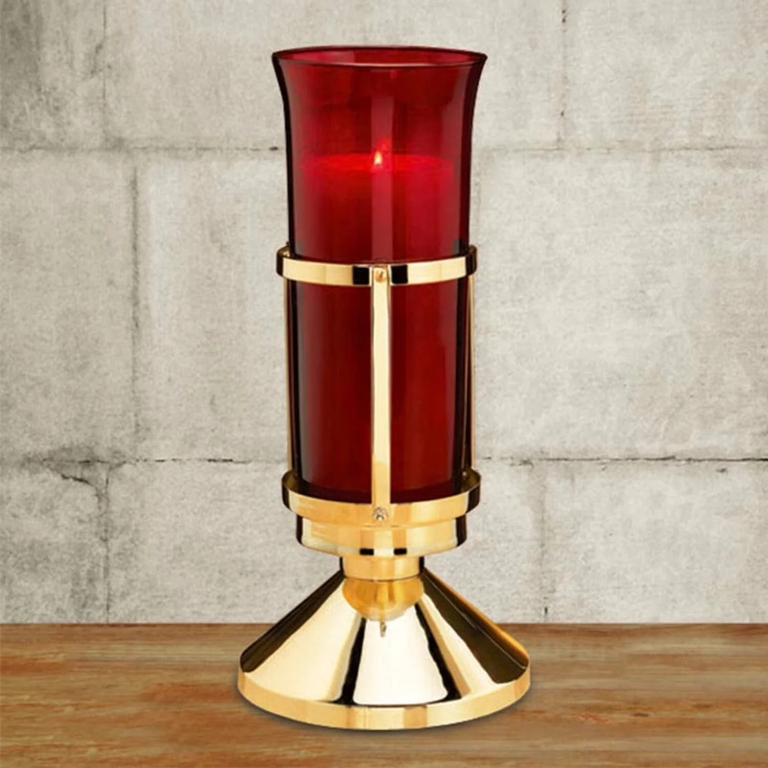 Innovative Lamp with Battery, Standard Lamps, Ruby Sanctuary Globe - Red Brass Model 69194A