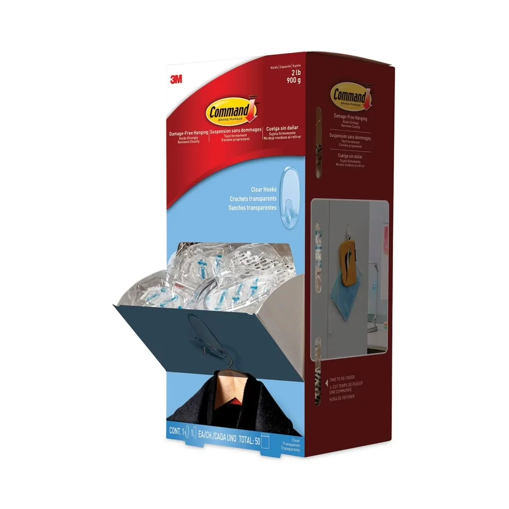 Durable Damage-Free Hanging with Easy-To-Use, Sold as 50/Carton. - Plastic Clear Model FEE936