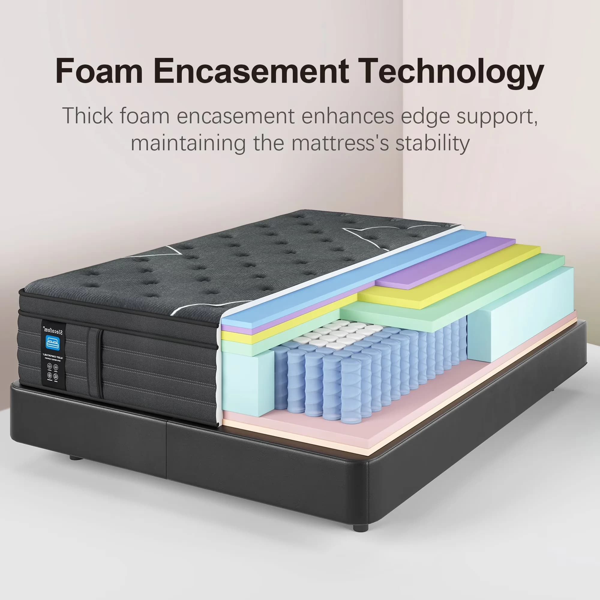 Essential Mattresses Accessory with Reversible, Breathable Construction, Cooling Technology - Black Gel Memory Foam, Suppport Foam,... Model 951FB5