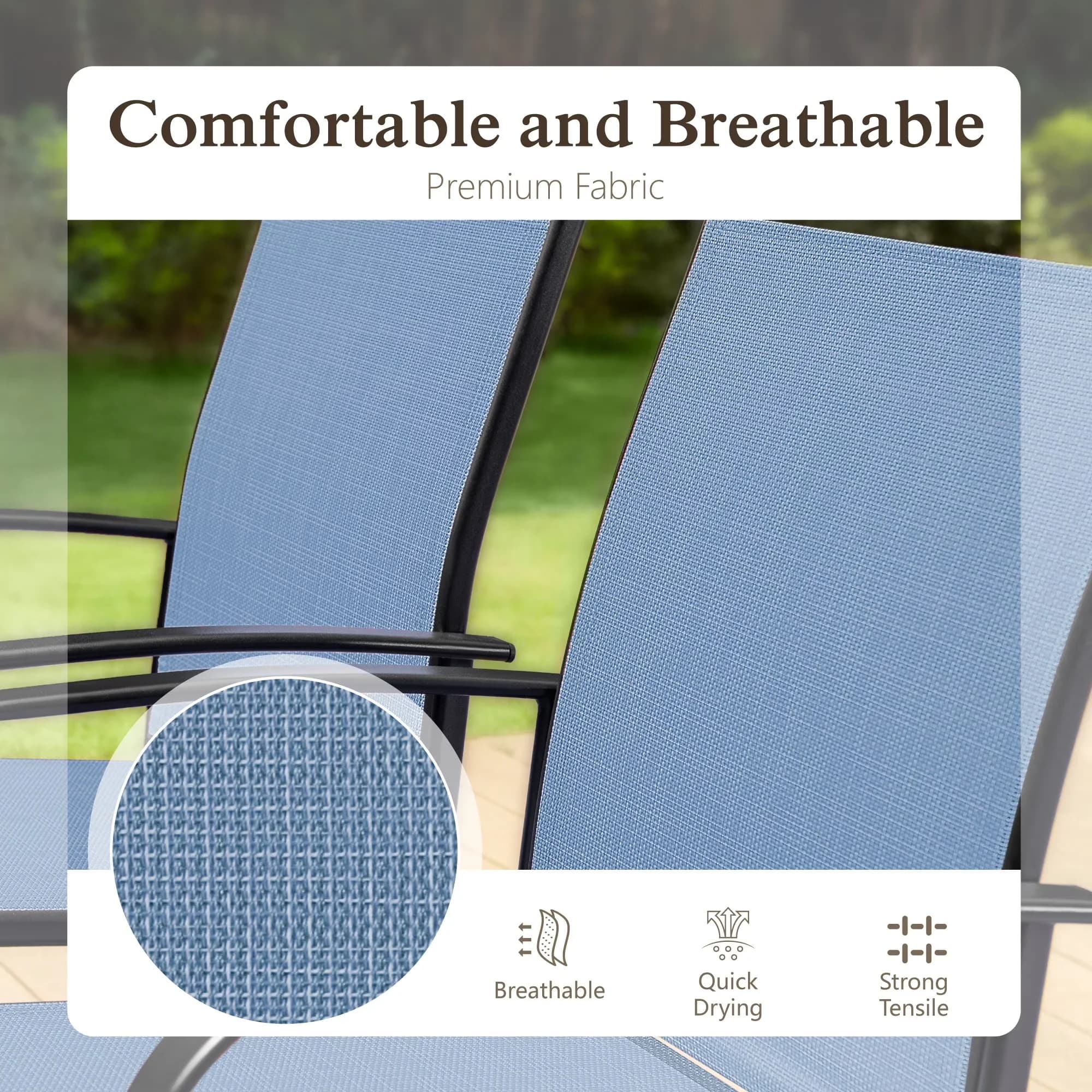 Patio Dining Set Compact with Modern - Steel & Textilene Blue William - Commercial Quality Model CE1DB4