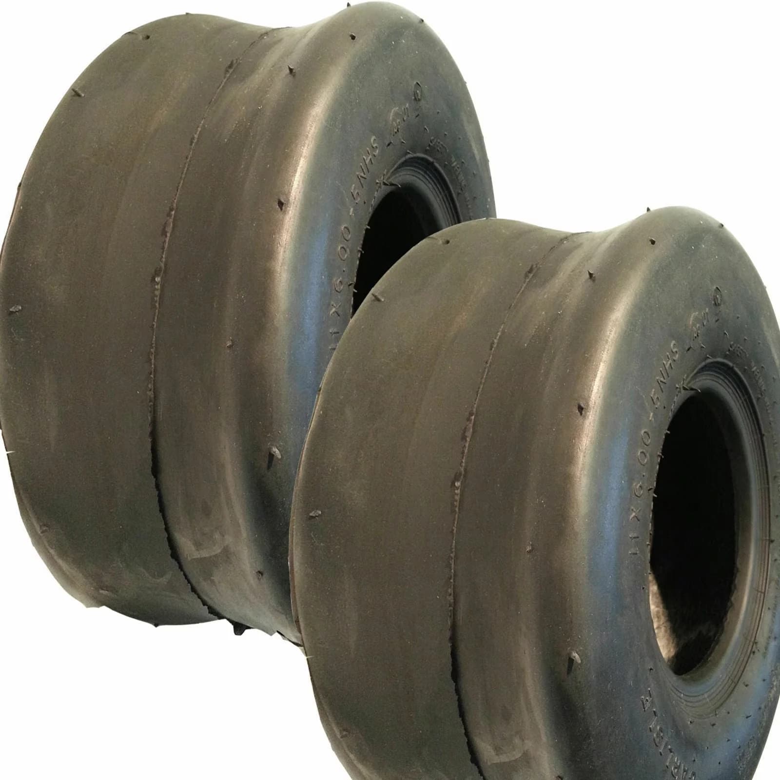 Professional Lawn Mower Tire with Smooth, Two 11x6.00-5 Slick Smooth Tires - Model 67AD28