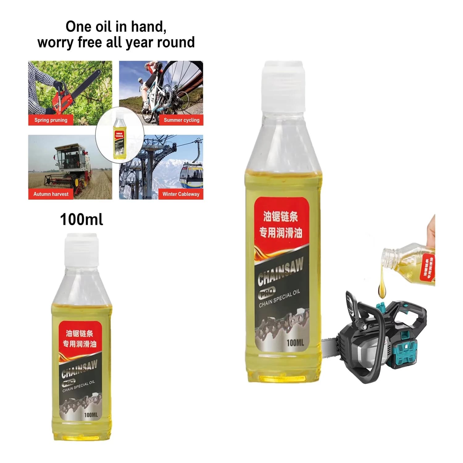 Sleek Pole Saw with Non-Slip, Premium Bar and Chain Oil, Chainsaw Oil Lubricant - 1PCS Model 0F44E5