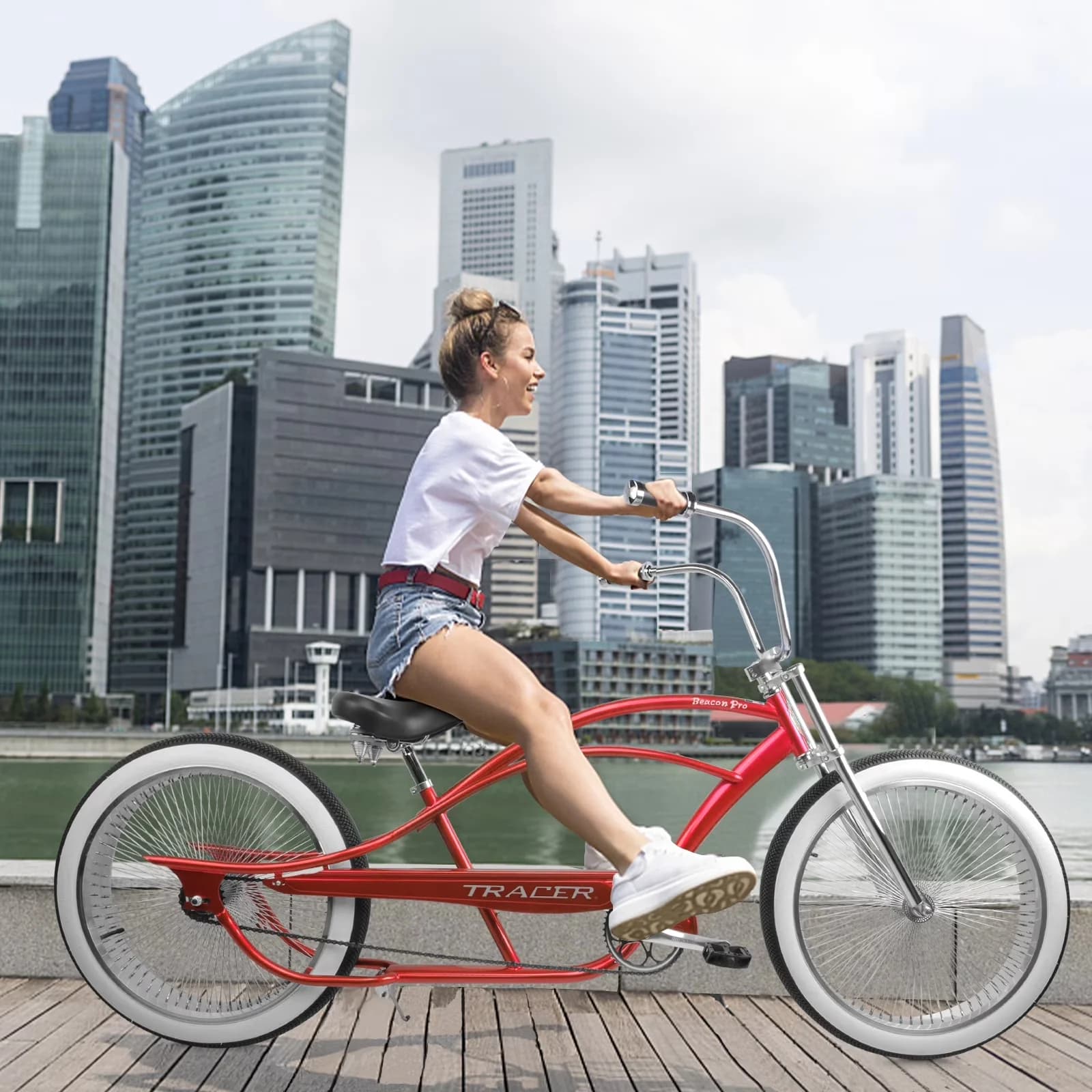 Premium Cruiser Bike with Adjustable Seat Height, 26 inch Wheel Size - Red Model A23841