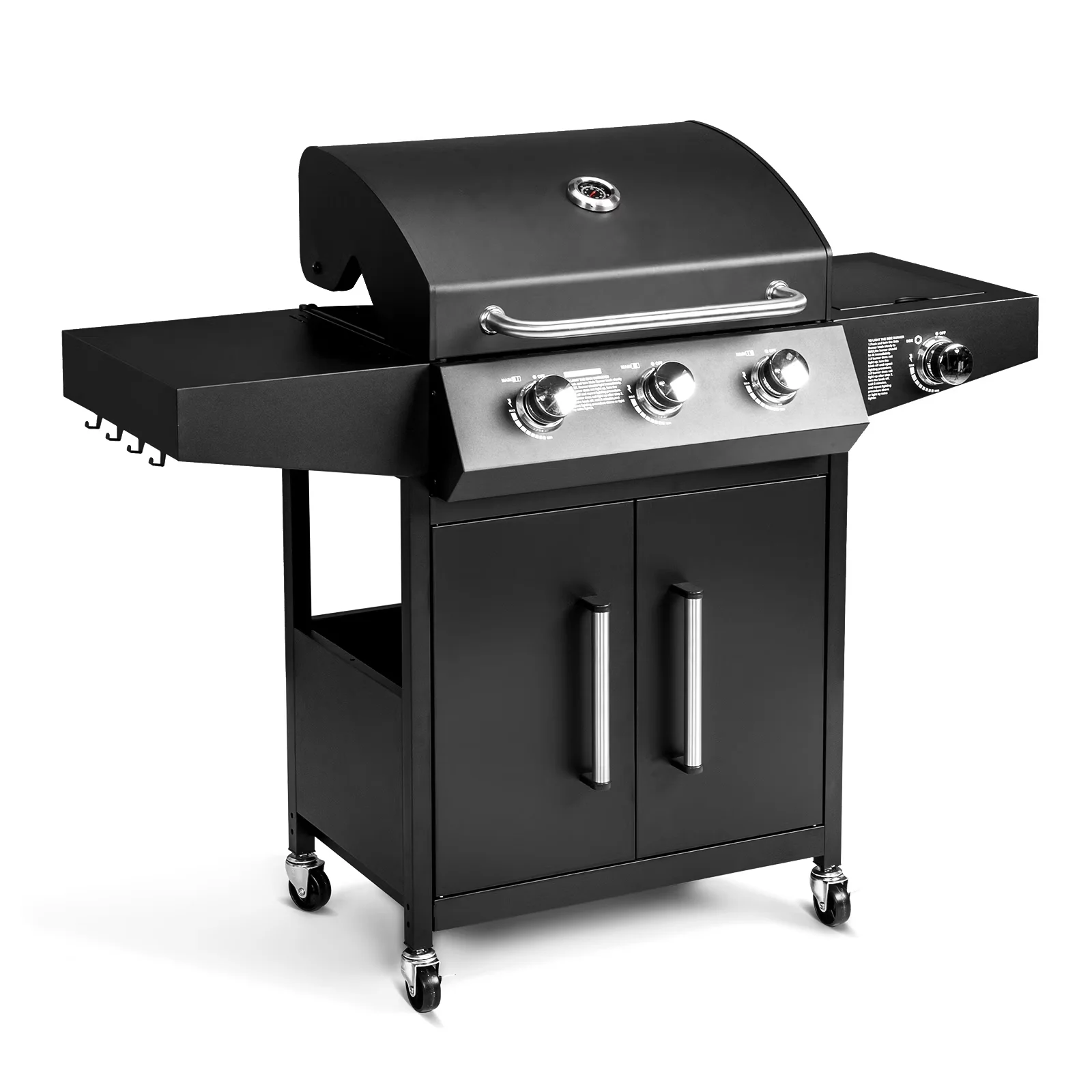 Sleek Gas Grill with 46000 BTU, Product Dimensions 24.8" x 53" x 44.5", Outdoor BBQ Propane - Black Metal Model 8E752B