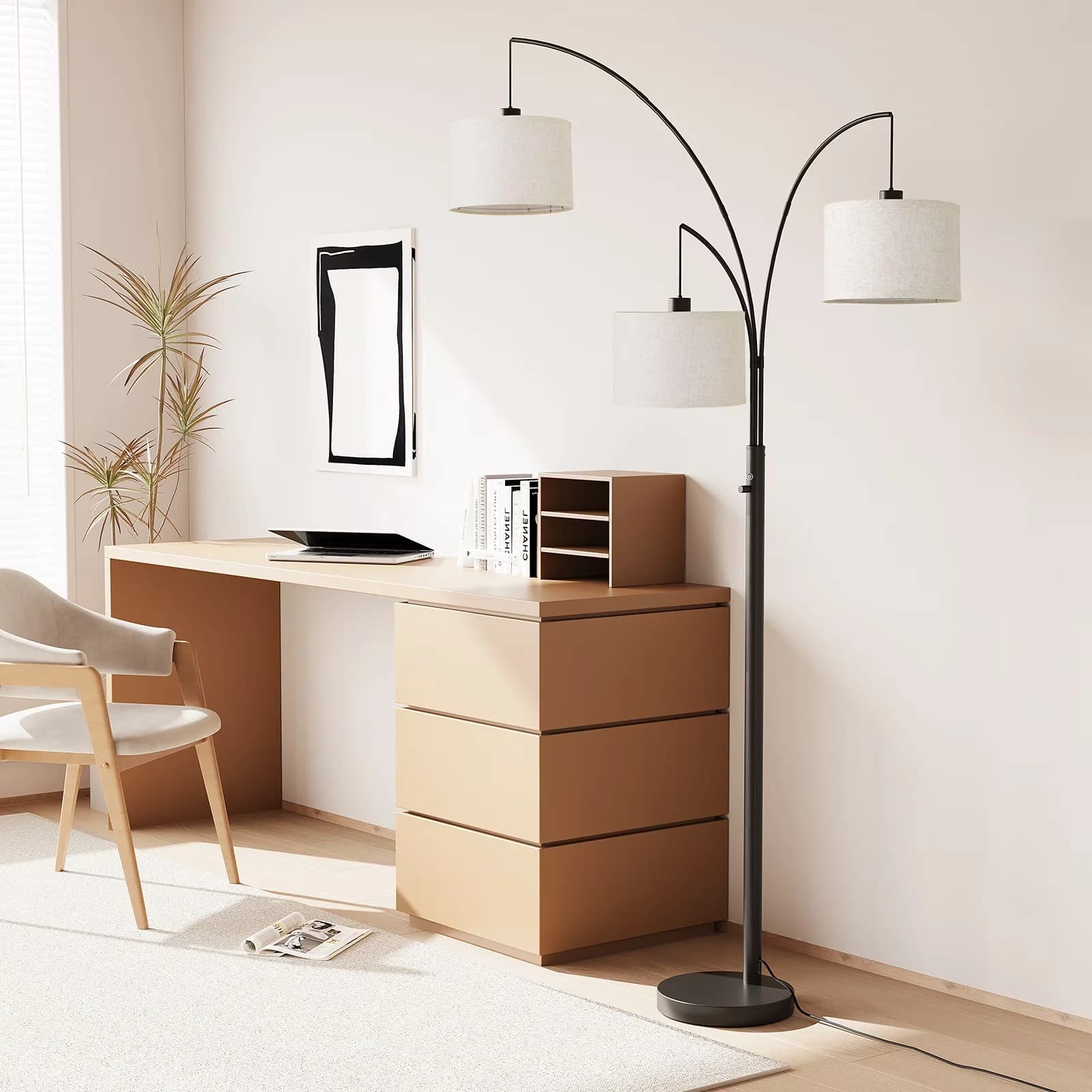 Professional Lamp with LED, Mid-Century, 3 Lights Floor - Black Metal - Heavy Duty Model 3F4CF7