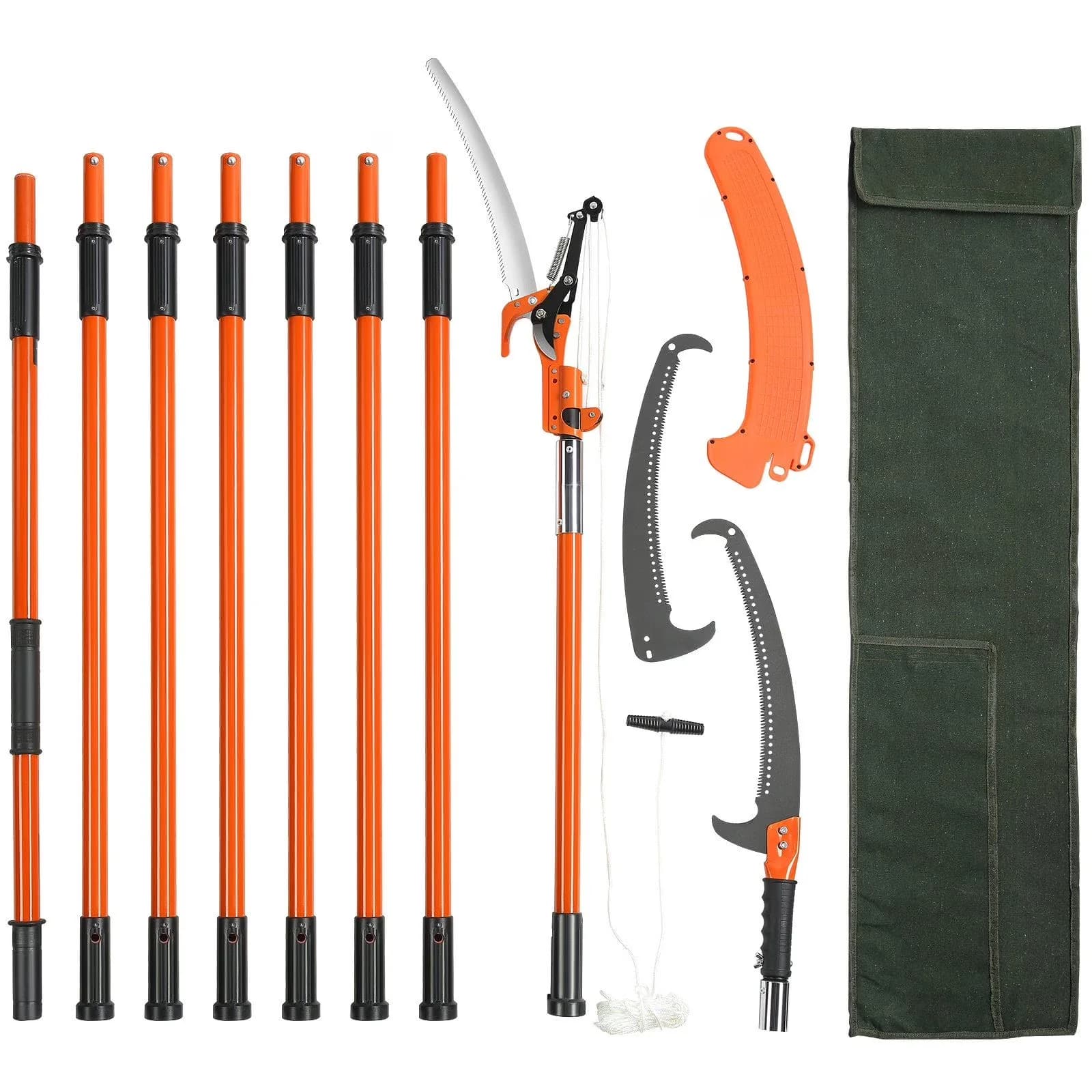 Professional Pole Saw with Telescoping, 7.3-27FT Telescoping Tree Pruner, Razor-Sharp Steel Blade - Orange Model A5992E