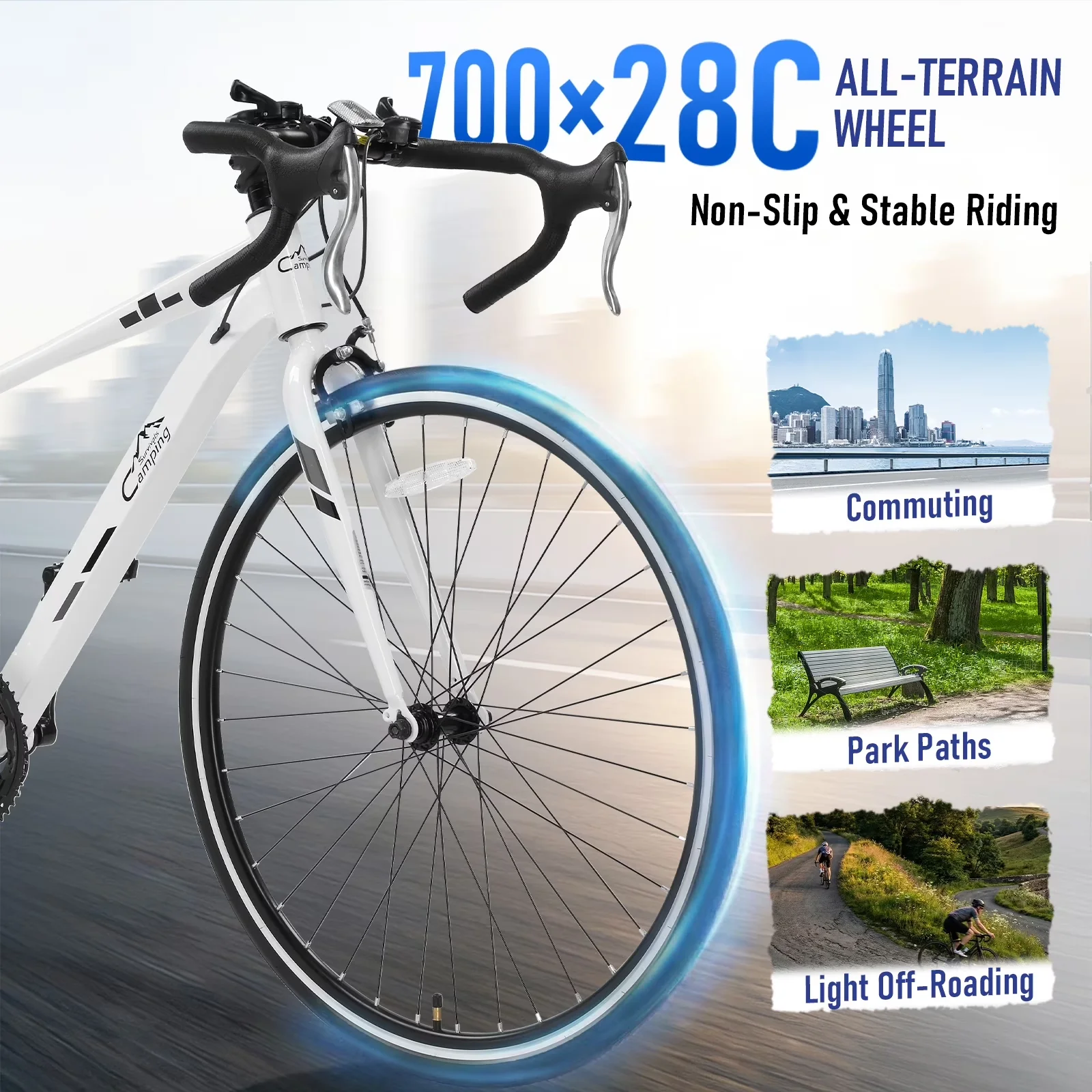 Stylish Road Bike with Adjustable Speed, Adjustable Height, Lightweight - Model 99A86B