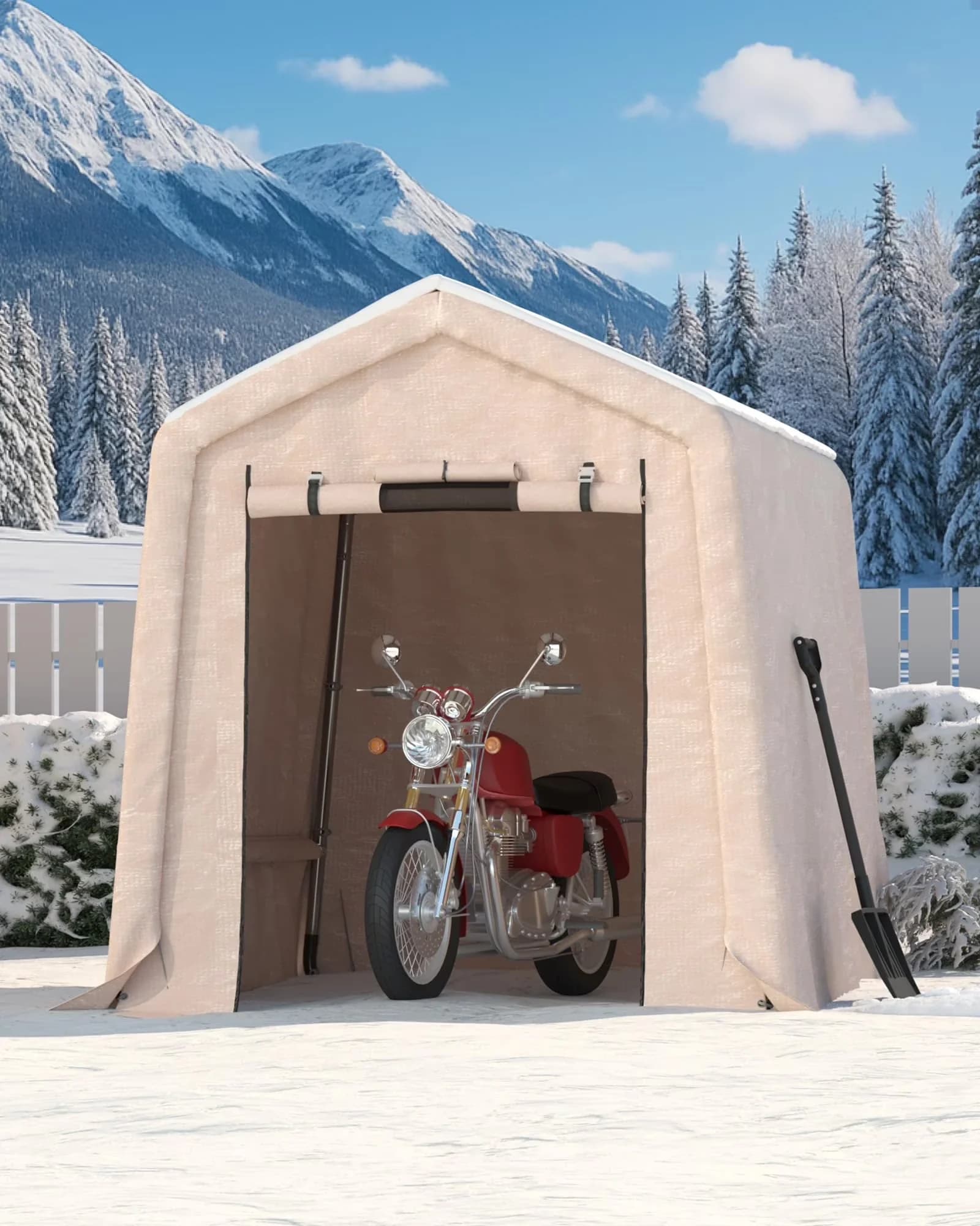 Shed Stylish with Waterproof, Roll-Up Door & Vents, 6x6 FT Portable Outdoor Storage - Khaki Steel, Pe for Garden Model 3E2AFB