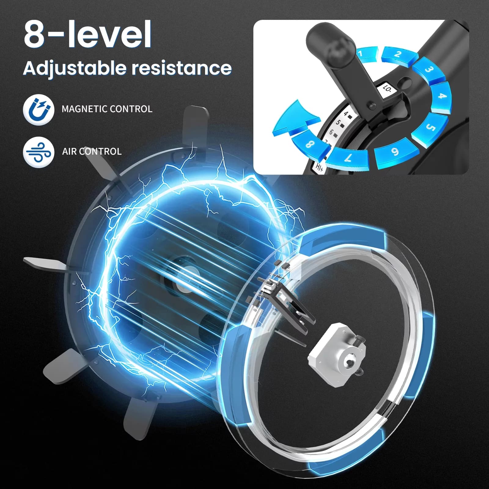 Classic Home Gym with Adjustable, Ergonomic, Compact Stationary Bike - Blue Alloy Steel for Home, Indoor Model 8B11E1