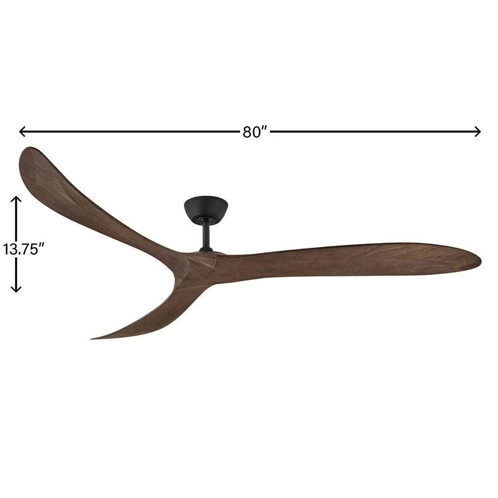 Ceiling Fan Professional with Remote Controlled, Contemporary, Color: Black - Black No Shade Model 047BF9