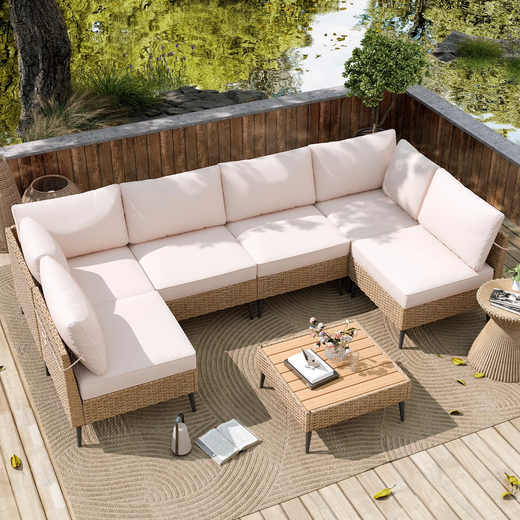 Stylish Patio Chair with Uv Resistant, Weather-Resistant - Beige Rattan for Garden Model 2E7812