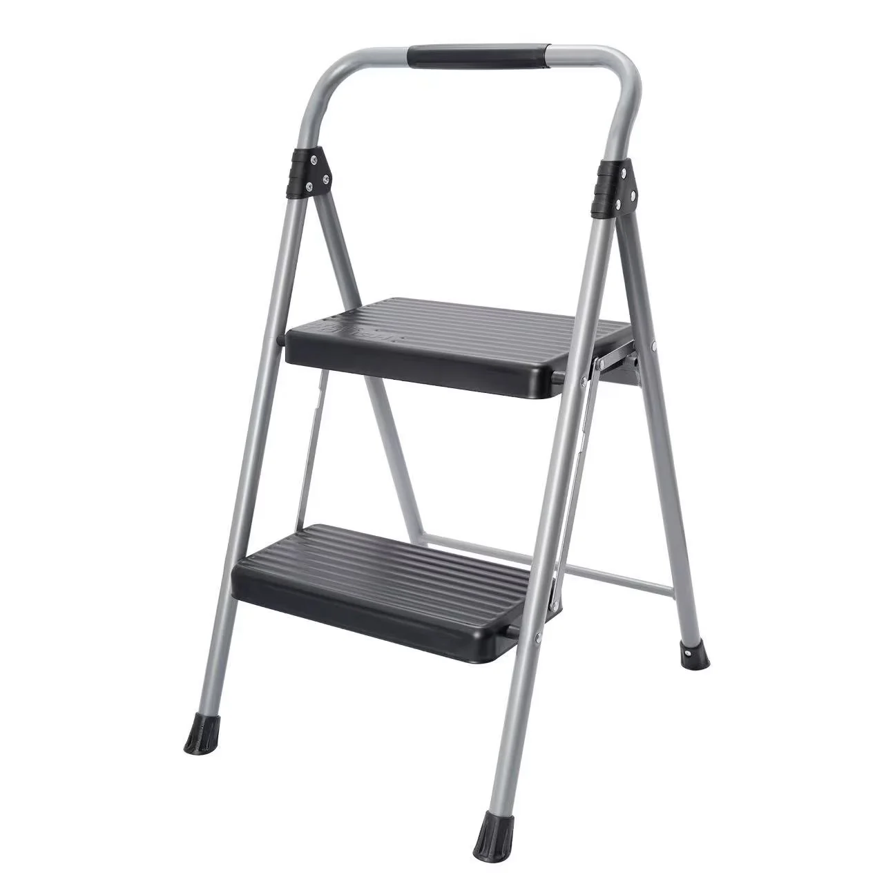 Ladders And Step Stool Essential with Foldable, Slip resistant step tread, Holds up to 225 Pounds - Gray Steel And Plastic Model E7FFD5