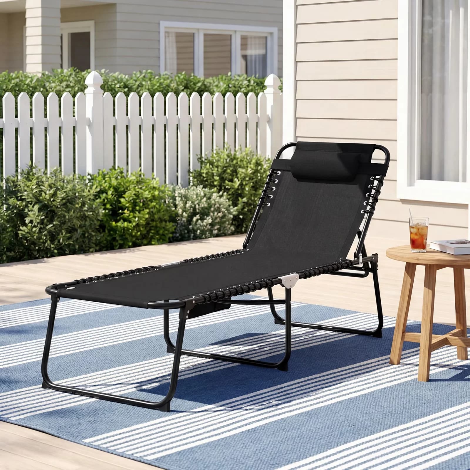 Beach Chair Sleek with Adjustable - Black Aluminum Folding for Daily Use Model 6BEC3F