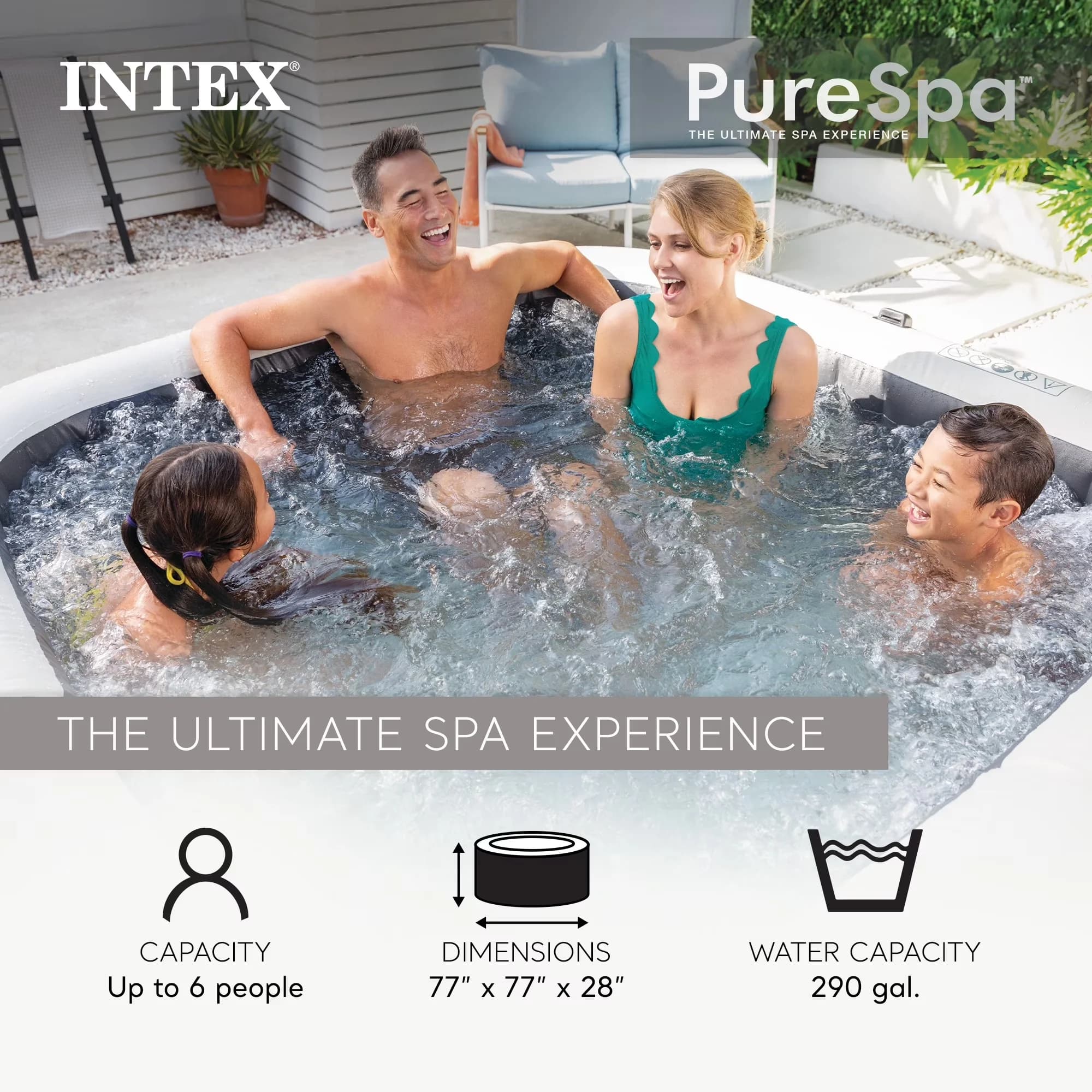 Premium Hot Tub with Inflatable, 77" x 28", 170 Bubble Jet - PureSpa - Space-Saving Design Model 407950