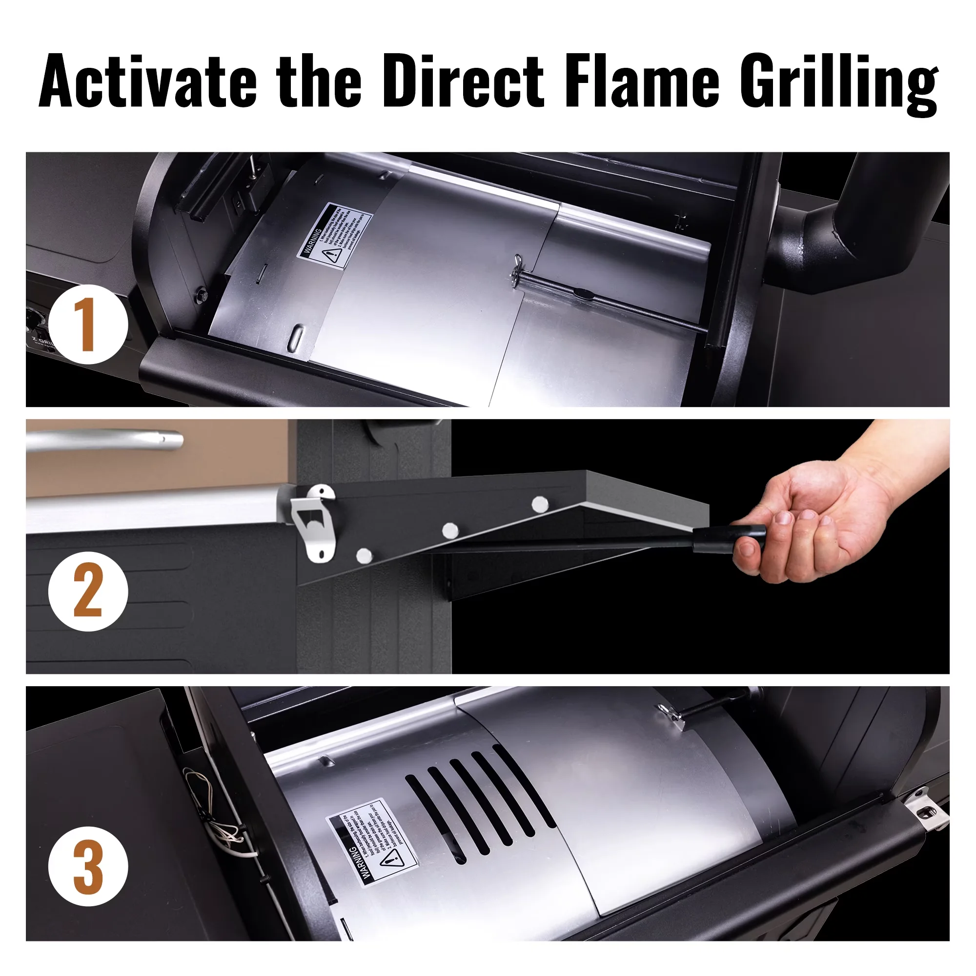 Sleek Smoker with Digital Temperature Control, Storage Rack - Bronze Steel for Outdoor Model 864B4D