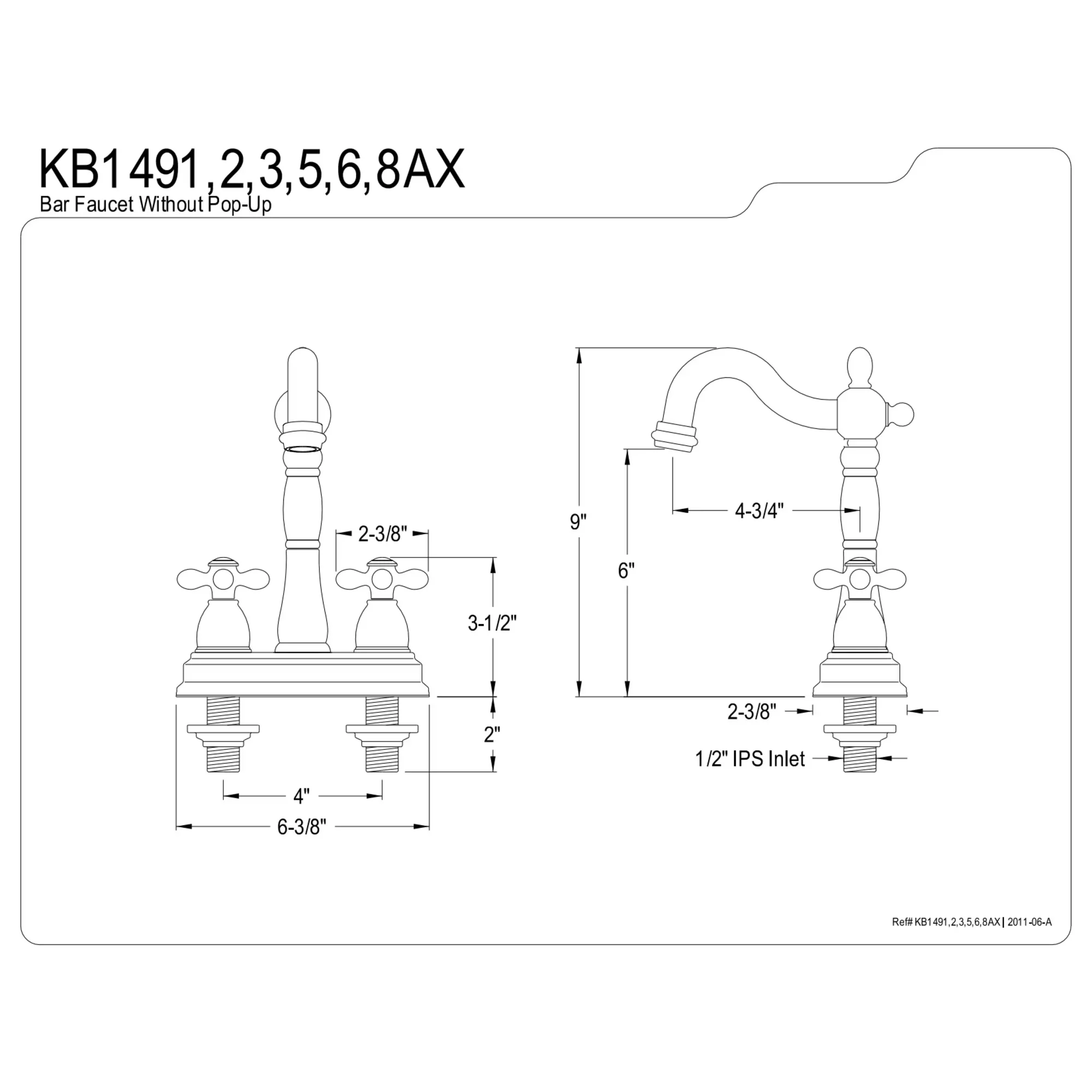 Kitchen Renovation Compact with Pop-Up Drain, 4-3/4" spout reach, Standard 1/2" IPS connection - Brass Bronze Model 7699DF