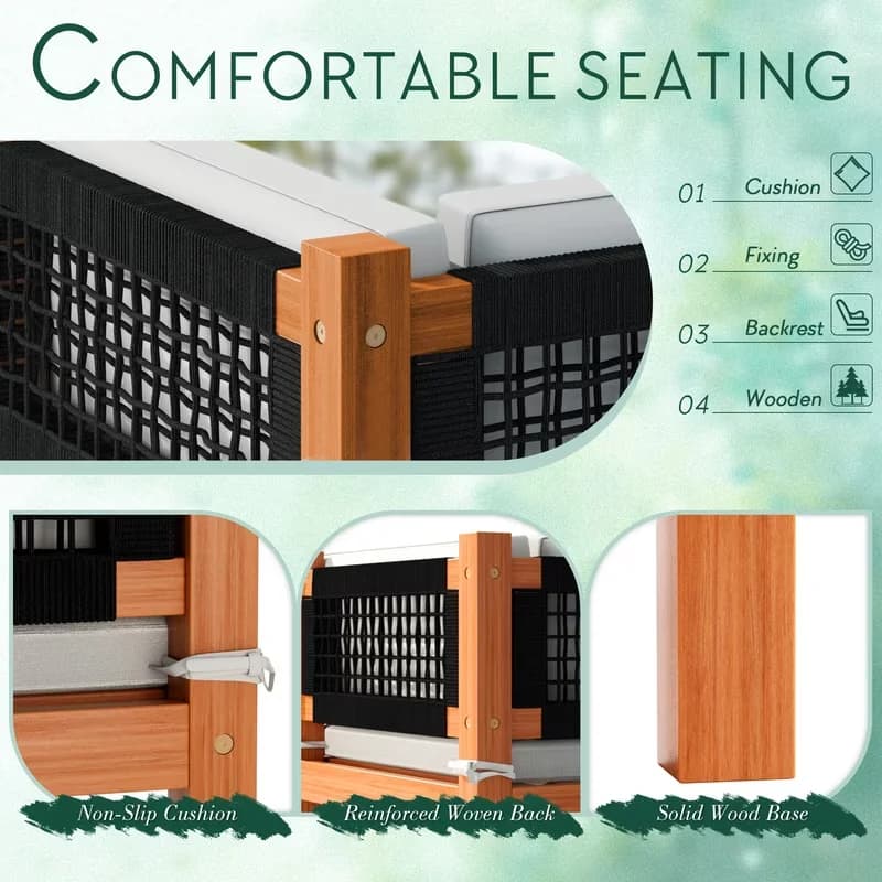Efficient Patio Conversation Set with Storage, 7 pieces Acacia Wood Sectional Sofa, Cushions,Outdoor Furniture - White Acacia... Model E78957