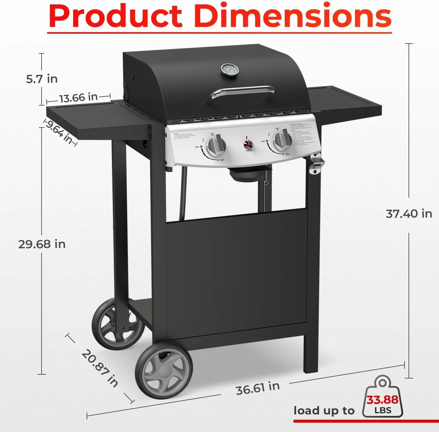 Innovative Gas Grill with 20000 BTU, Heat Thermometer - Steel for Patio, Garden Model 261946