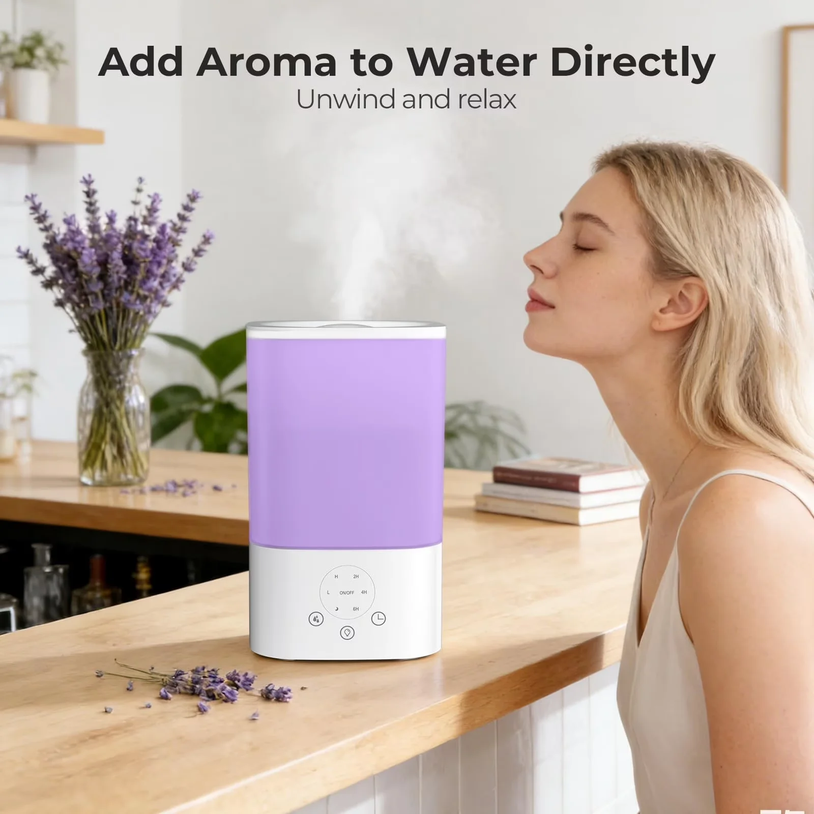 Humidifier Efficient with LED, Timer, Variable Speed - White 40H for Daily Use Model C3C2C6