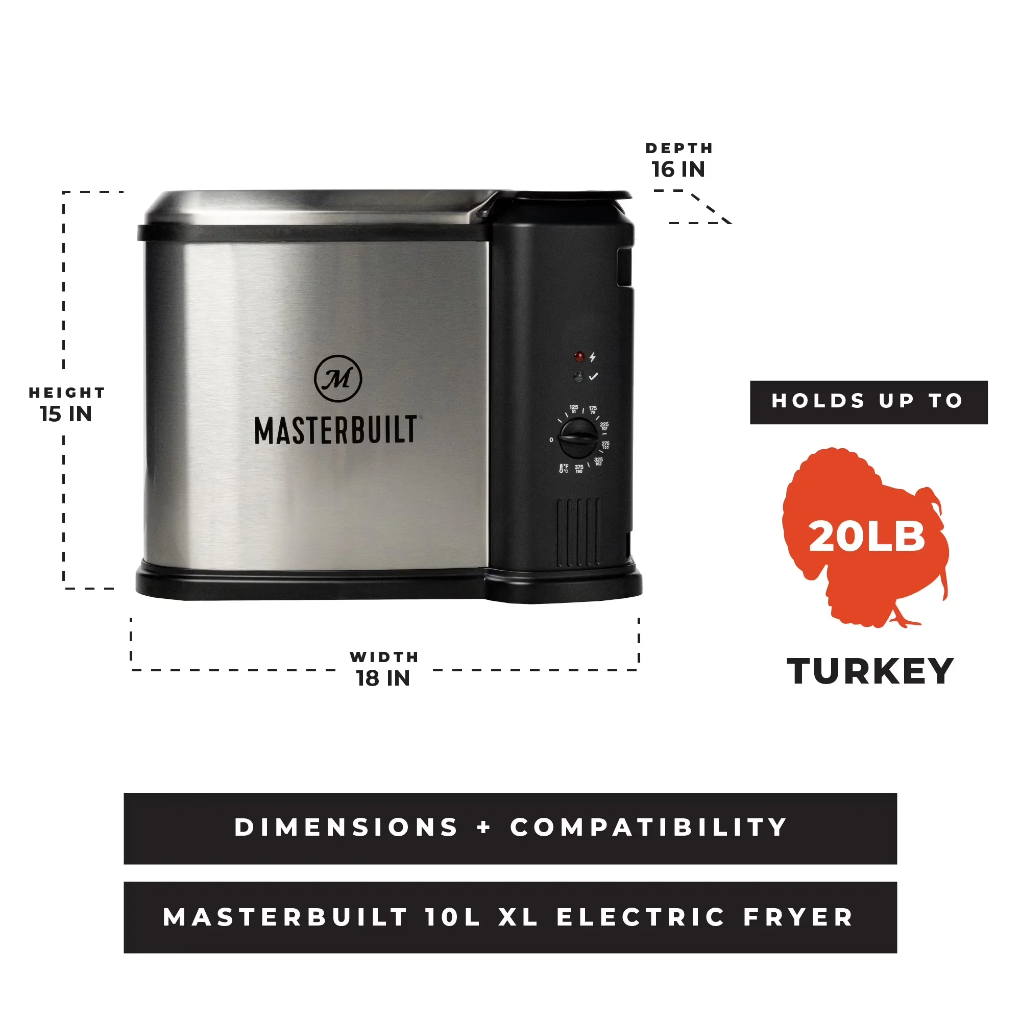 Outdoor Fryer Innovative with Dishwasher Safe Parts, Boiler, 10 Liter XL Electric - Silver Model 2858CF