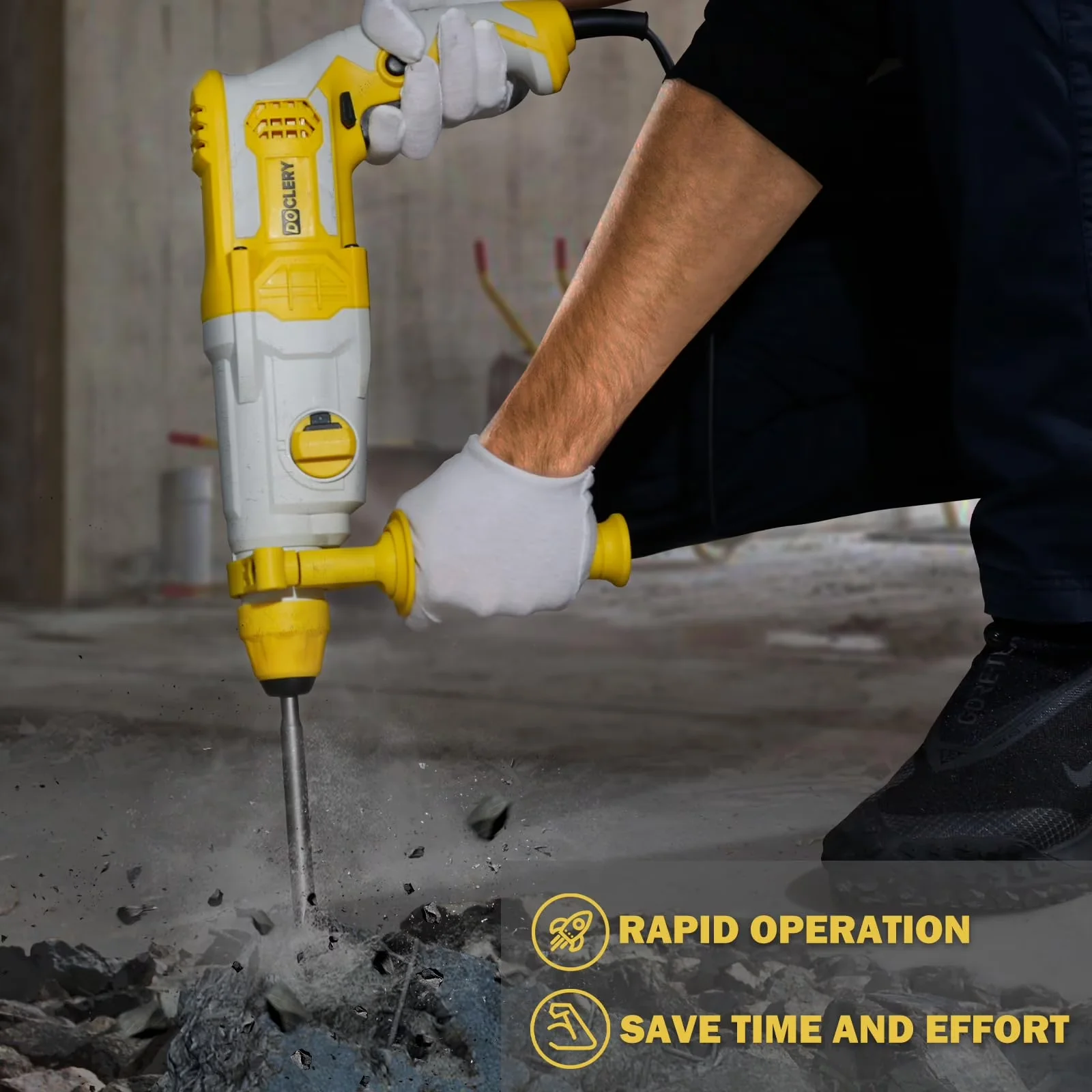 Durable Drills Driver with Variable Speed, One Knob 4 Functions, Speed Adjustment - Yellow 1-1/4 Inch Model 8A3B0E