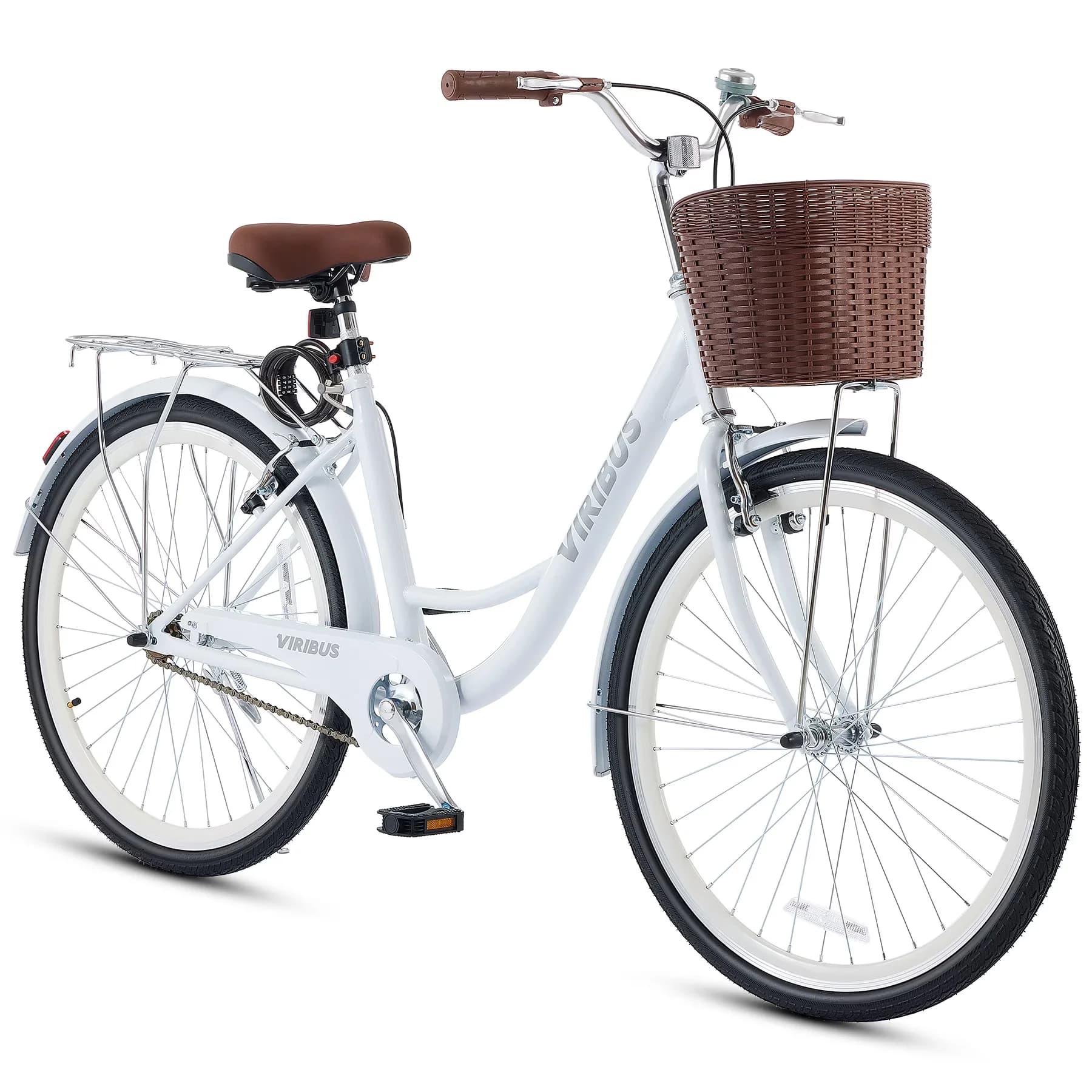 Cruiser Bike Reliable with Adjustable Handlebar Height, Adjustable Seat Height - White Model 9B9839