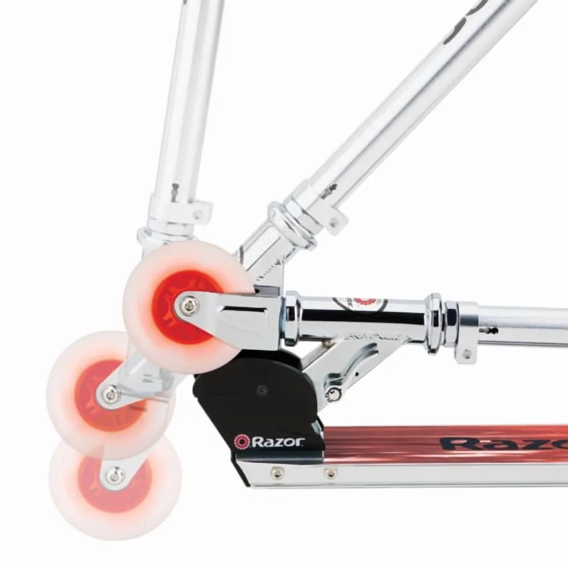 Sleek Scooter with LED, Portable, Compact - Red Aluminum Spark - Sleek Profile Model FF3529